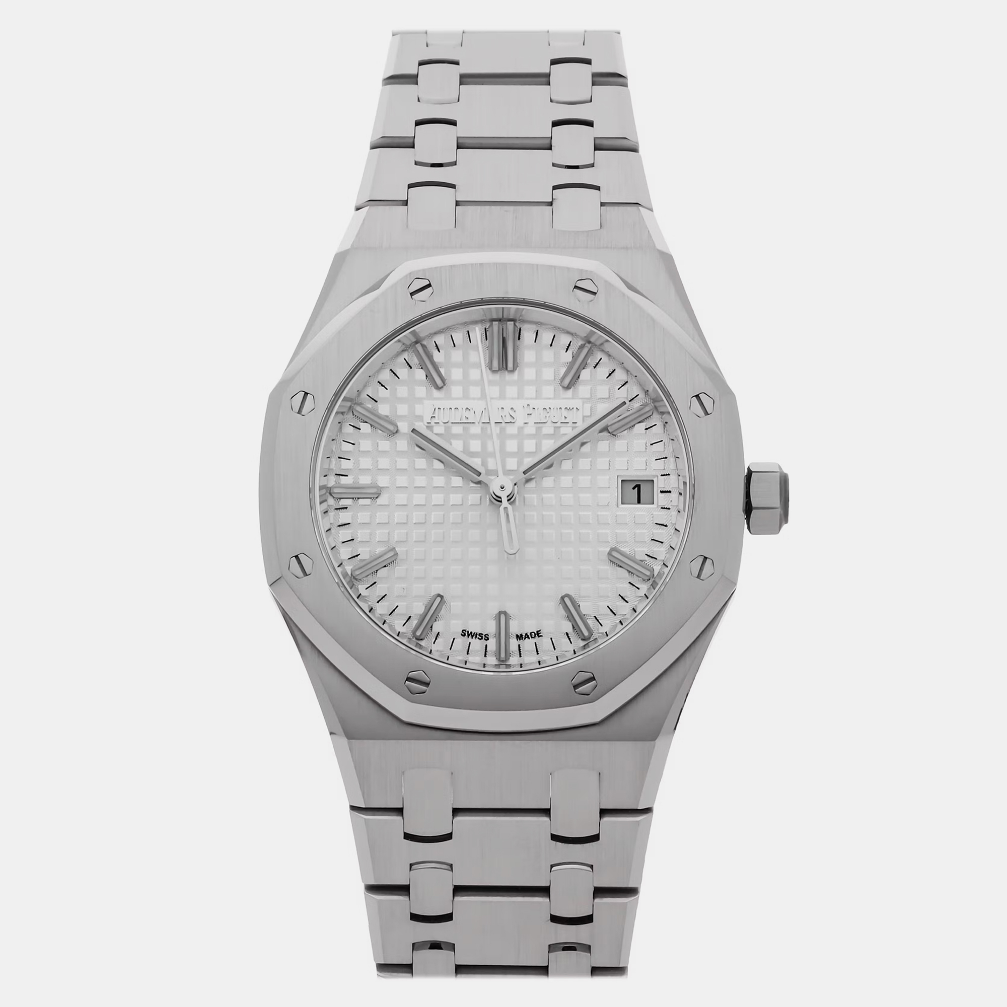 Pre-owned Audemars Piguet Silver Stainless Steel Royal Oak 77450st.oo.1361st.02 Automatic Men's Wristwatch 34 Mm