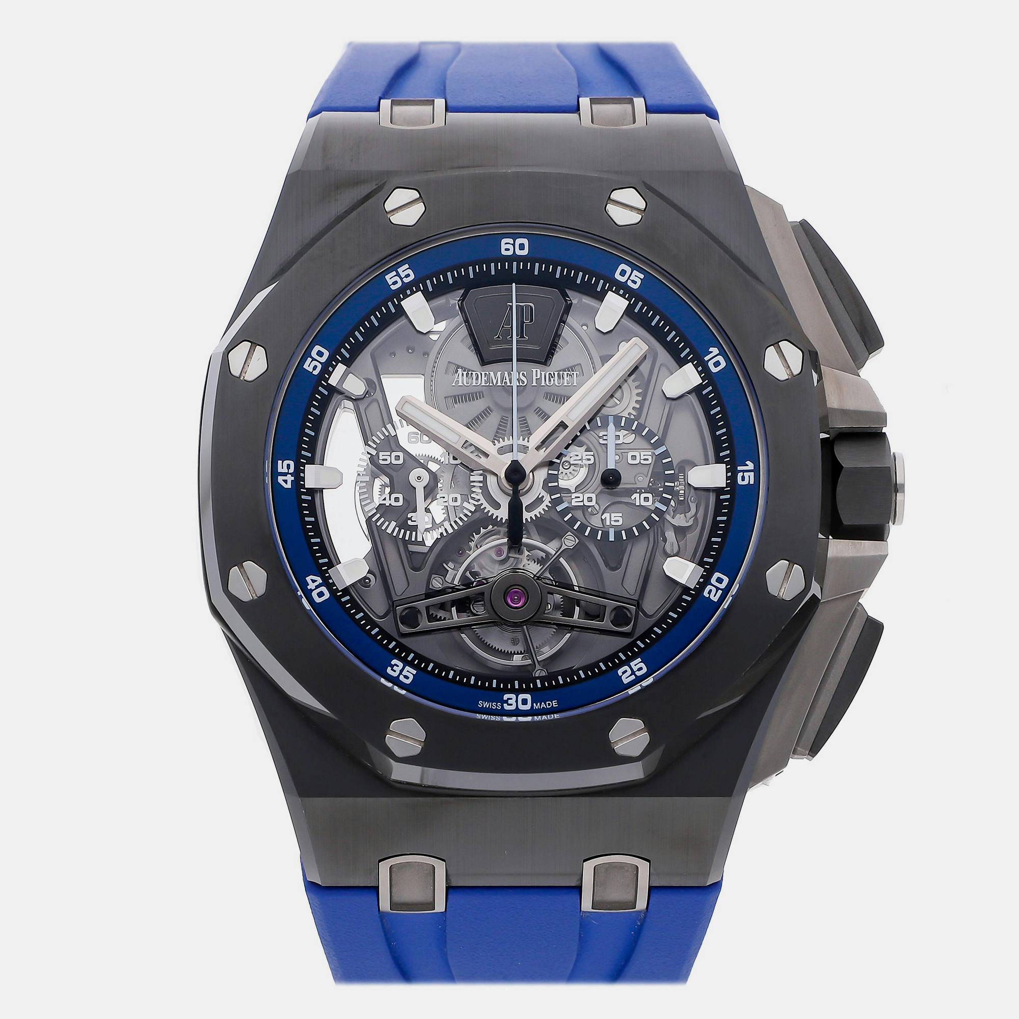 

Pre-Owned Audemars Piguet Royal Oak Offshore Tourbillon Chronograph Openworked 26407CE.OO.A030CA.01, Grey