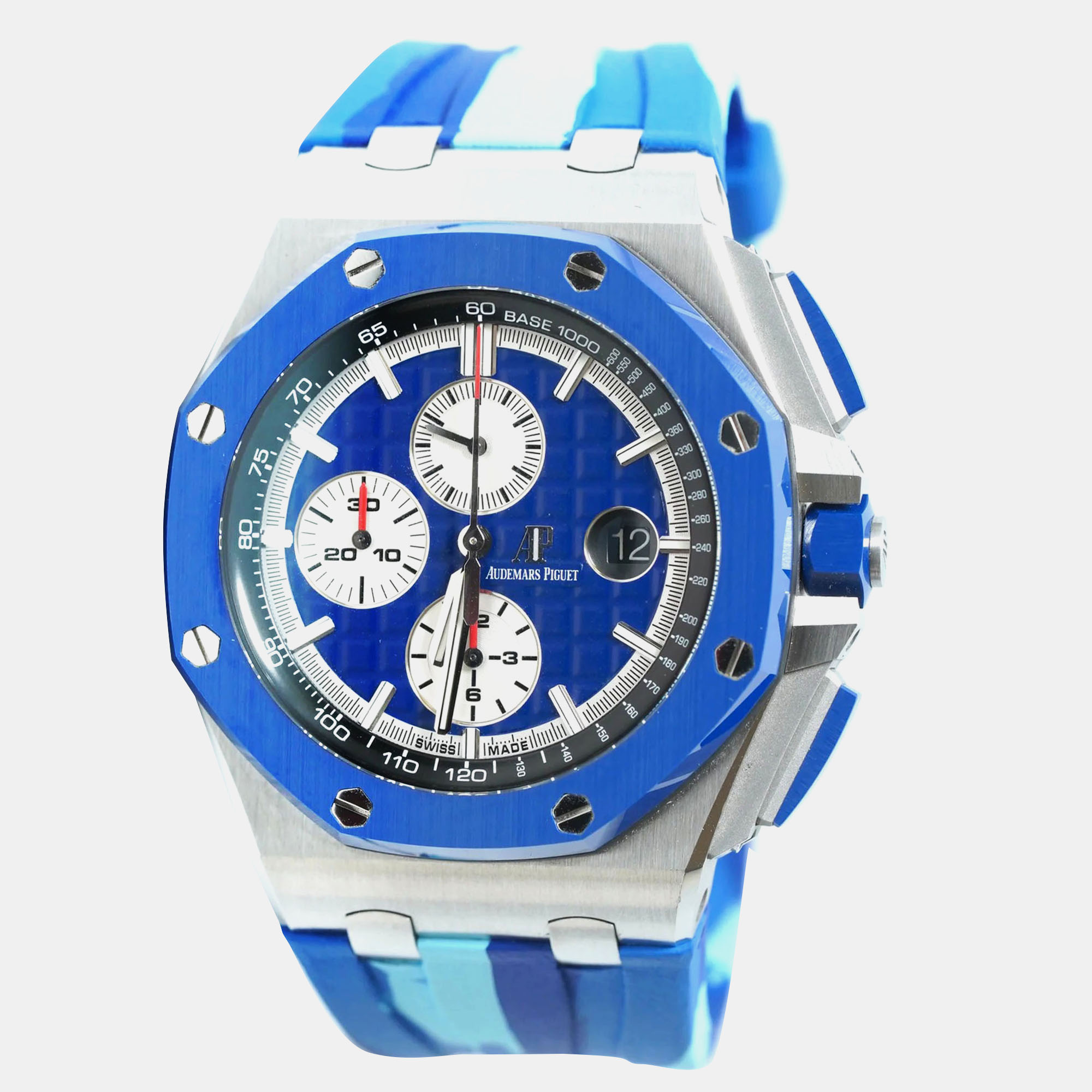 Pre-owned Audemars Piguet Royal Oak Offshore "camouflage Blue" 26400so.oo.a335ca.01 Automatic Blue Stainless Steel Men 42 Mm