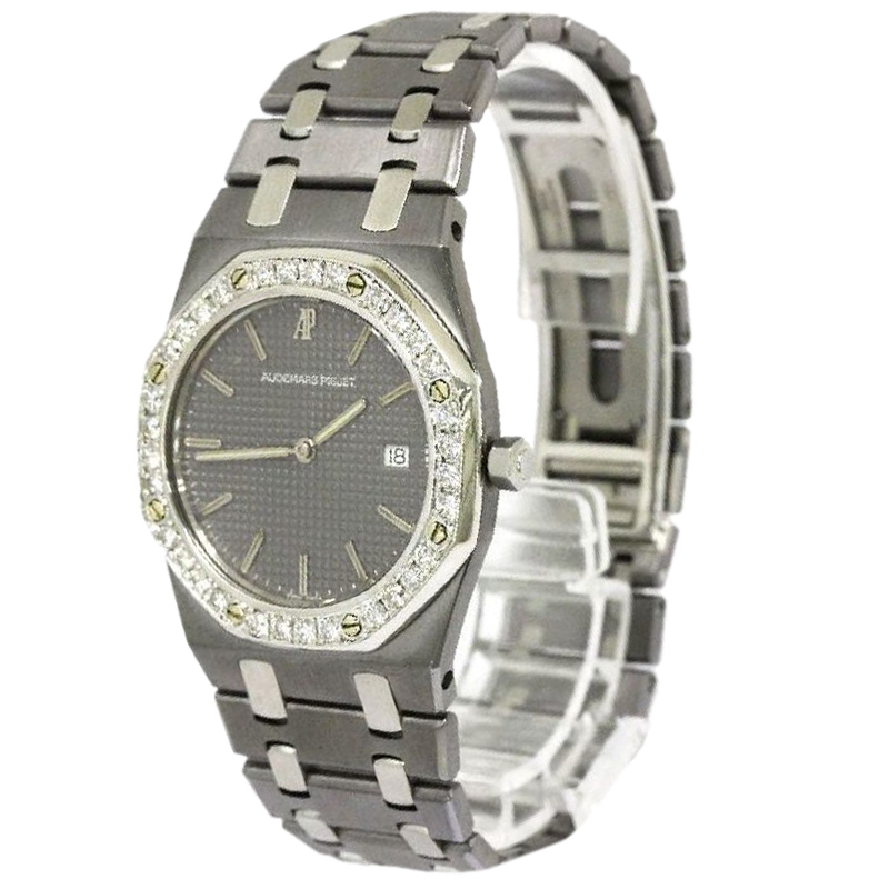 Audemars Piguet Grey Tantalum Diamond Royal Oak Men's Wristwatch 33MM