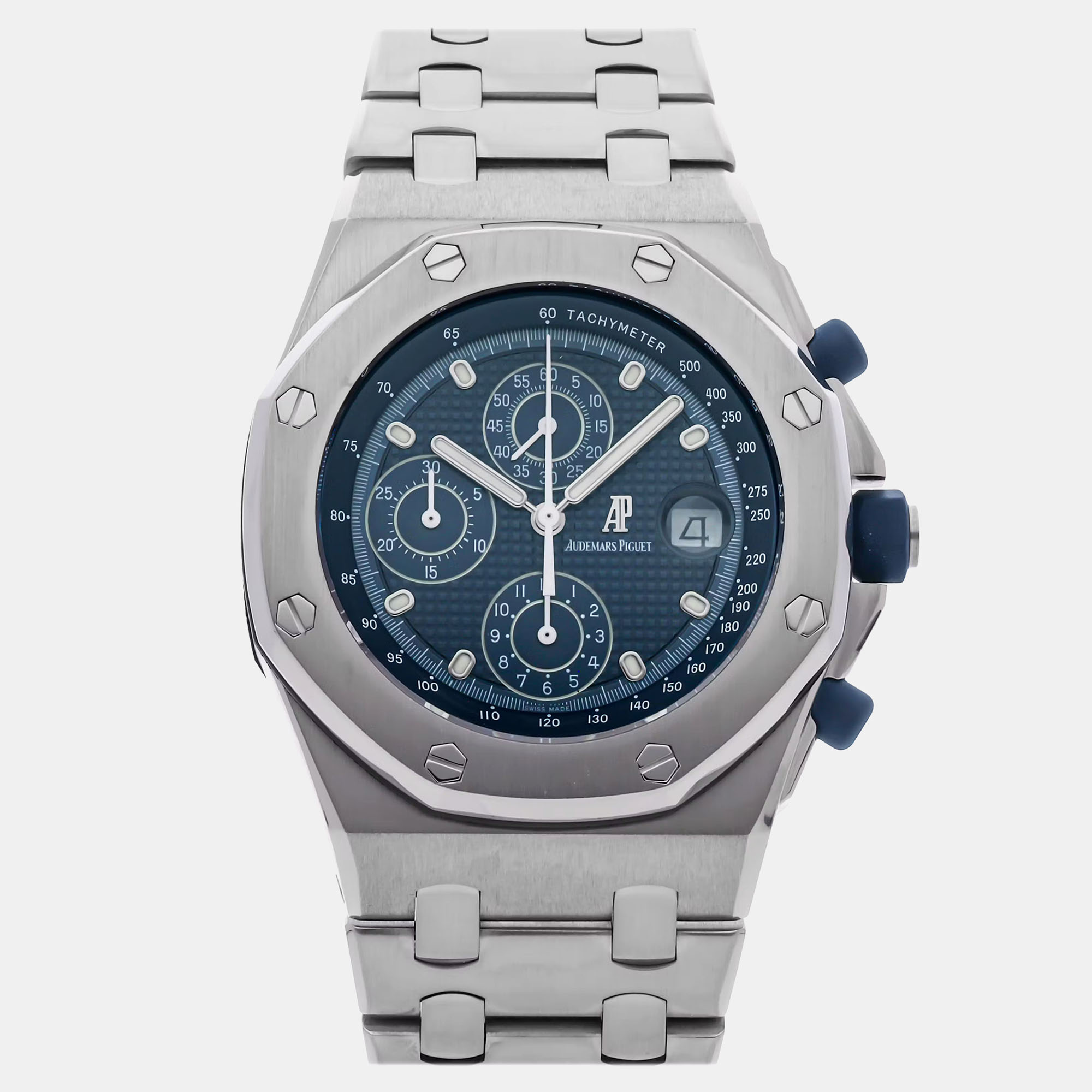 

Pre-Owned Audemars Piguet Royal Oak Offshore Chronograph 25721ST.OO.1000ST.01 Blue/Grey Automatic Stainless Steel Men's Wristwatch 42 mm