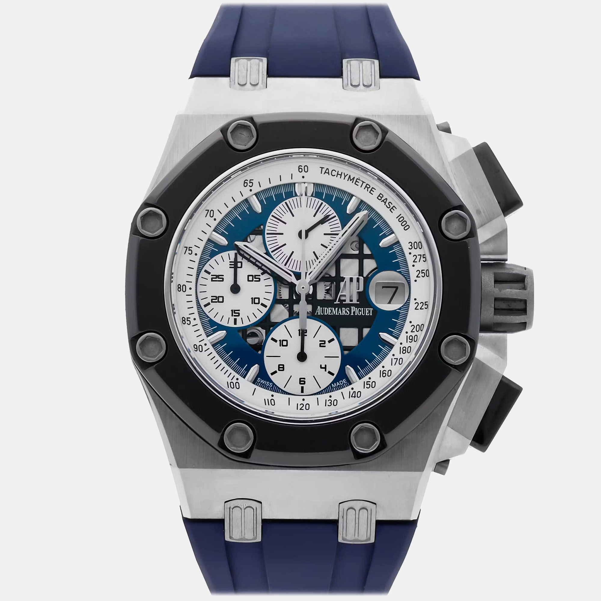 

Pre-Owned Audemars Piguet Royal Oak Offshore Rubens Barrichello II 26078PO.OO.D018CR.01 Blue Automatic Platinum Men's Wristwatch 44 mm