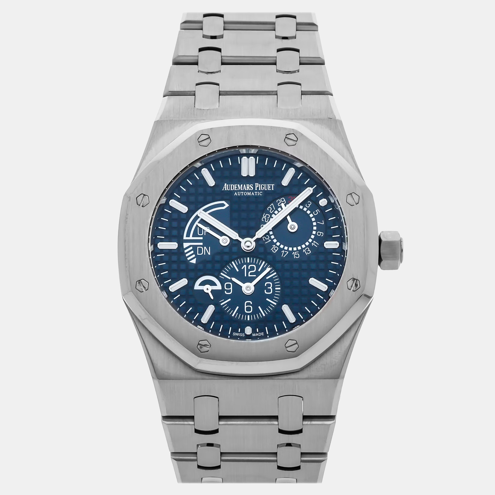 

Pre-Owned Audemars Piguet Royal Oak Dual Time 26124ST.OO.D018CR.01 Blue Automatic Stainless Steel Men's Wristwatch 39 mm