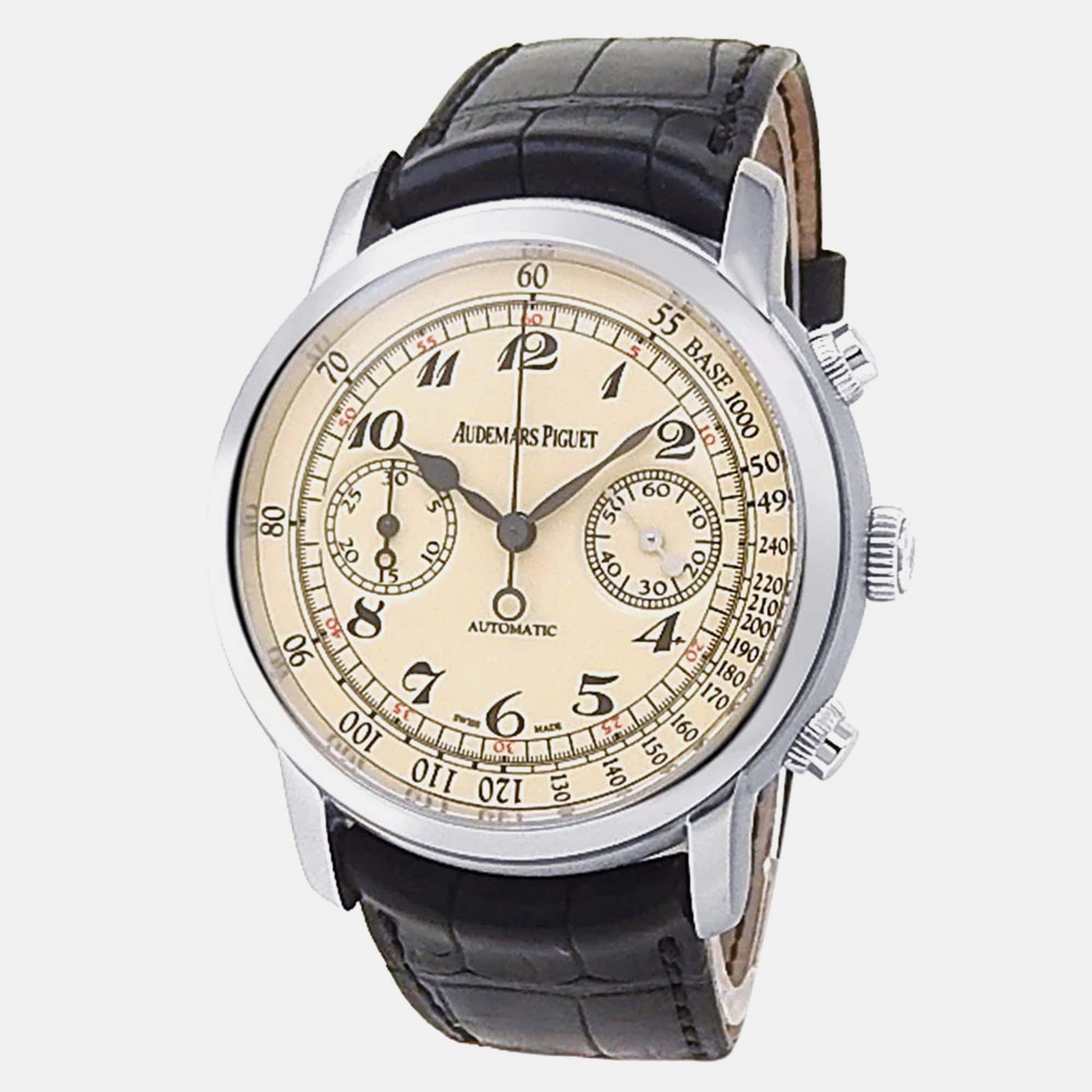

Audemars Piguet Jules 26100BC.OO.D002CR.01 Automatic White Dial 18k White Gold Men's Wristwatch, Beige