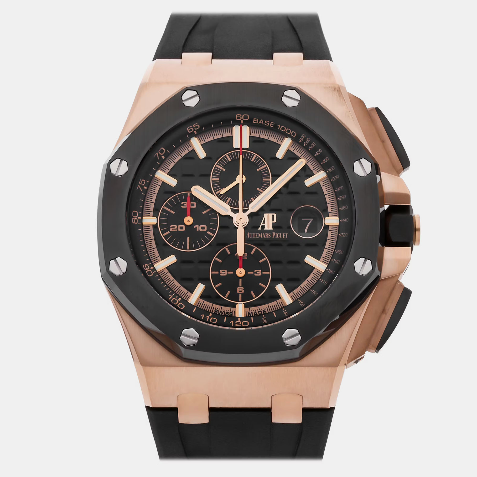 

Pre-Owned Audemars Piguet Royal Oak Offshore Chronograph 26401RO.OO.A002CA.02 Black Automatic 18k Rose Gold Men's Wristwatch 44 MM
