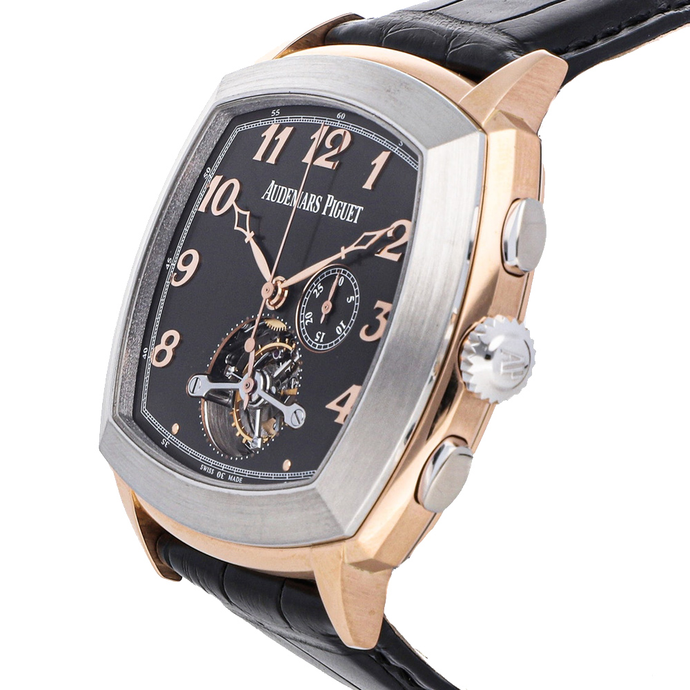 

Audemars Piguet Black 18K Rose Gold Tradition Minute Repeater Tourbillon Chronograph 26564RC.OO.D002CR.01 Men's Wristwatch 47 MM