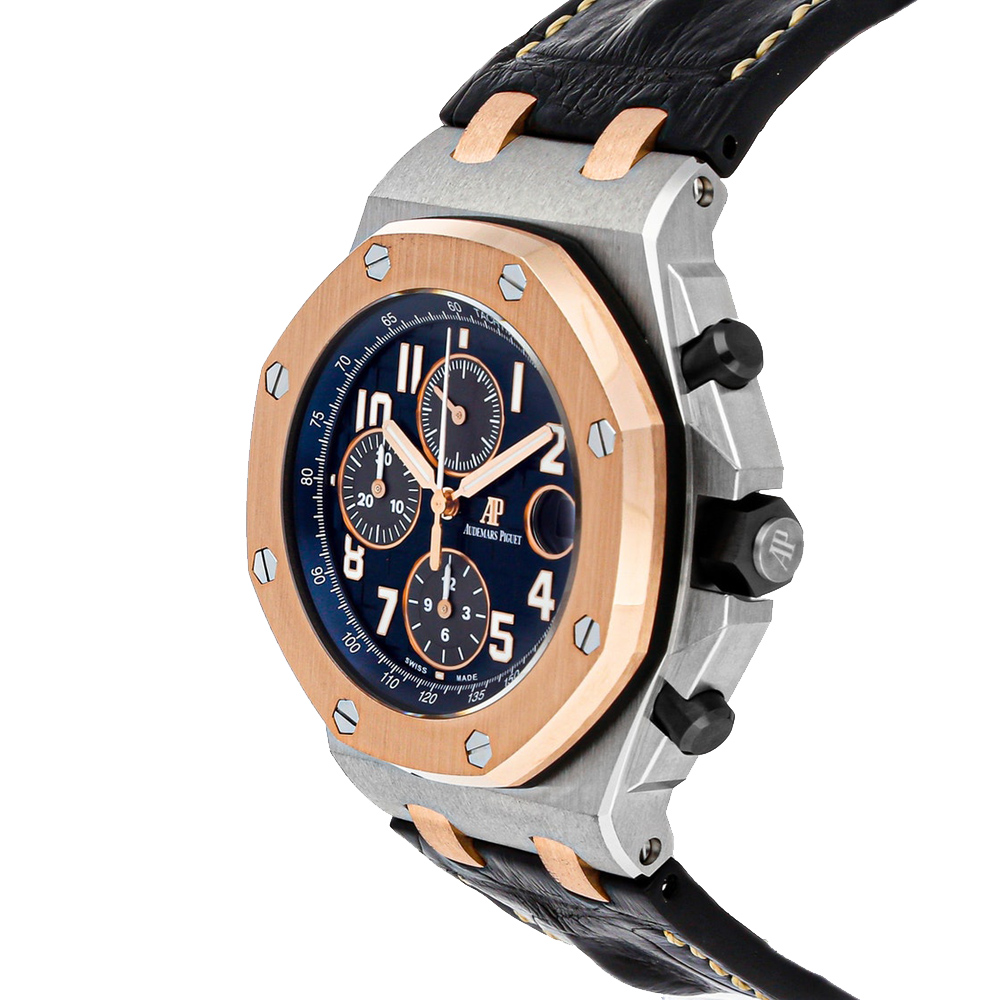 

Audemars Piguet Blue 18K Rose Gold And Stainless Steel Royal Oak Offshore Chronograph 26471SR.OO.D101CR.01 Men's Wristwatch 42 MM