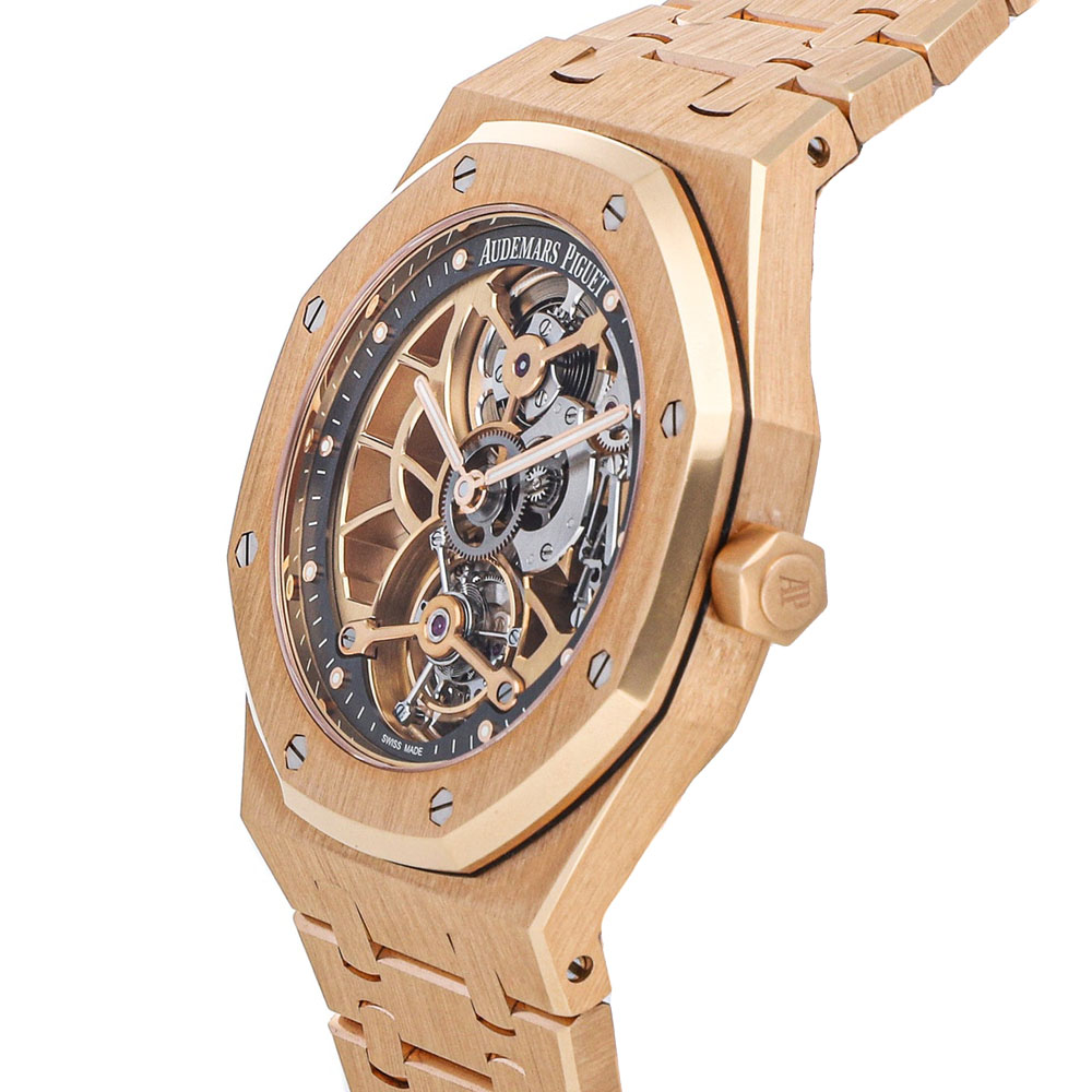 

Audemars Piguet Silver 18K Rose Gold Royal Oak Tourbillon Extra-Thin Openworked Limited Edition 26518OR.OO.1220OR.01 Men's Wristwatch 41 MM