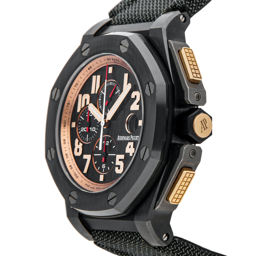 

Audemars Piguet Black Titanium And Ceramic Royal Oak Offshore Arnold Schwarzenegger The Legacy Chronograph Limited Edition 26378IO.OO.A001KE.01 Men's Wristwatch 48 MM