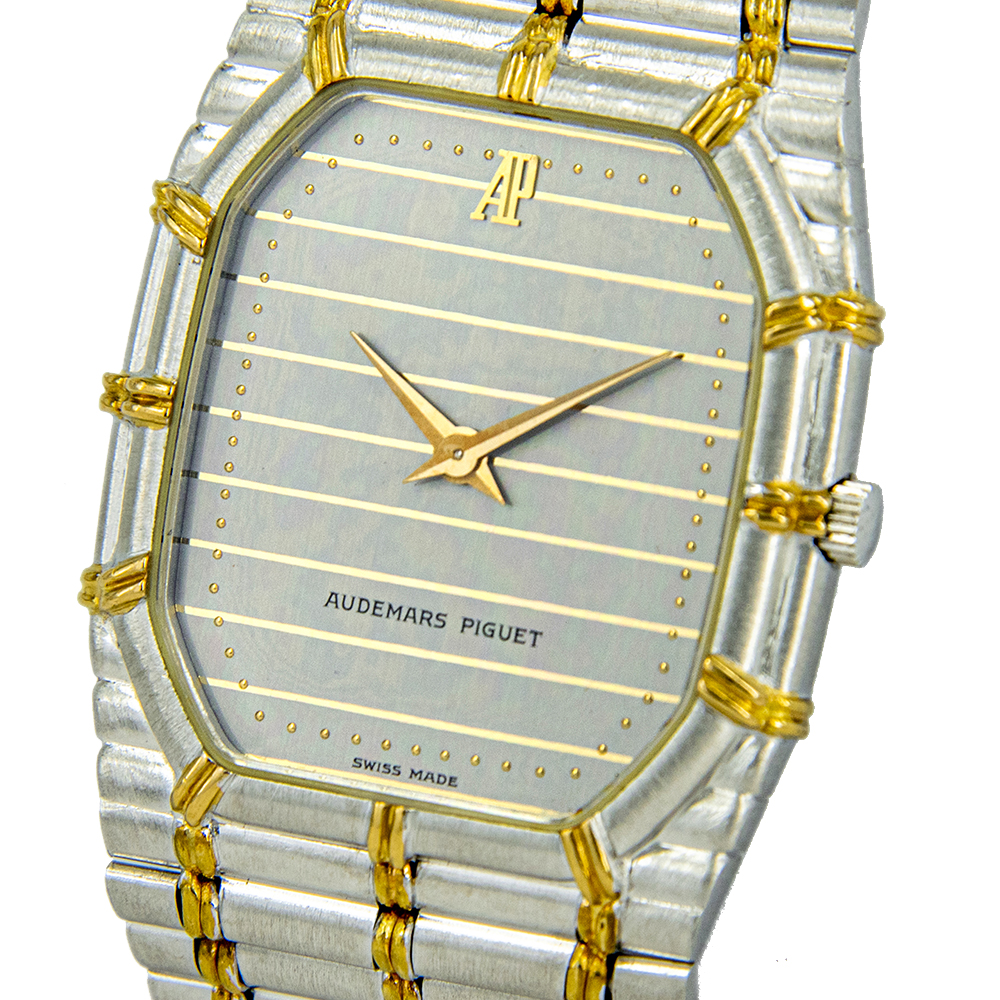 

Audemars Piguet Silver 18K Yellow Gold And 18k White Gold Vintage Bamboo Classique Men's Wristwatch 27 MM