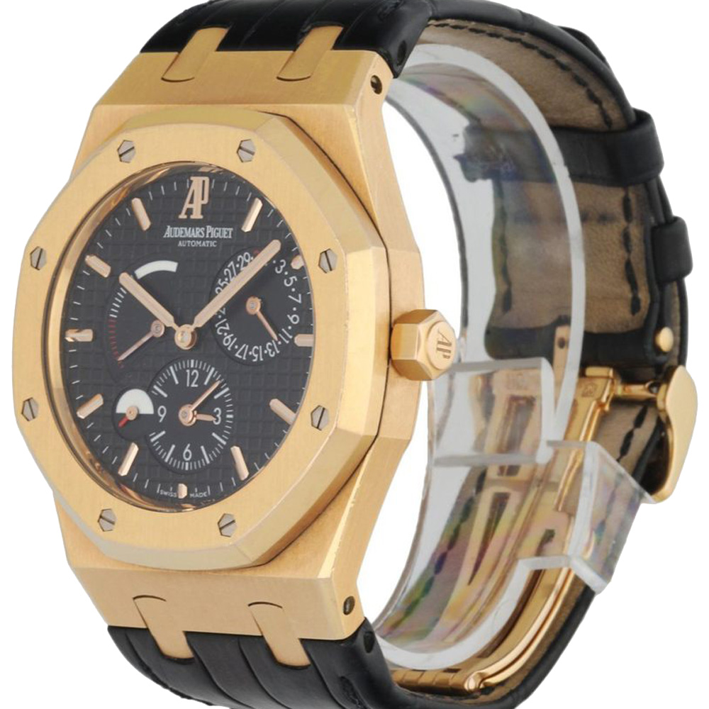 

Audemars Piguet Black 18K Rose Gold Royal Oak Dual Time 26120OR Men's Wristwatch 39 MM