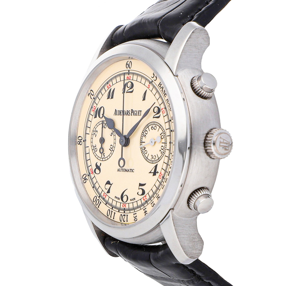 

Audemars Piguet Cream 18K White Gold Jules Audemars Chronograph 26100BC.OO.D002CR.01 Men's Wristwatch 41 MM