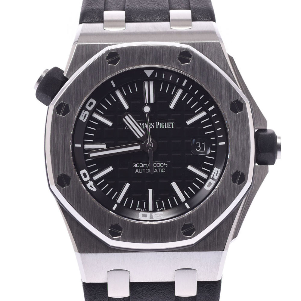 Pre-owned Audemars Piguet Black Stainless Steel Royal Oak Offshore ...