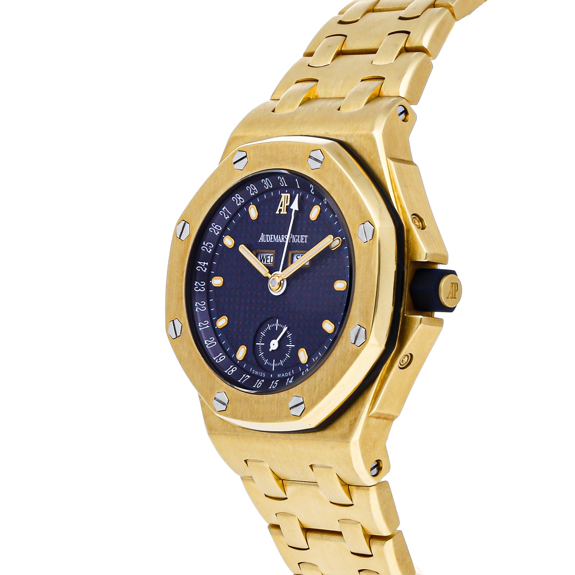 

Audemars Piguet Blue 18K Yellow Gold Royal Oak Offshore Triple Calendar 25807BA.OO.1010BA.01 Men's Wristwatch 38 MM