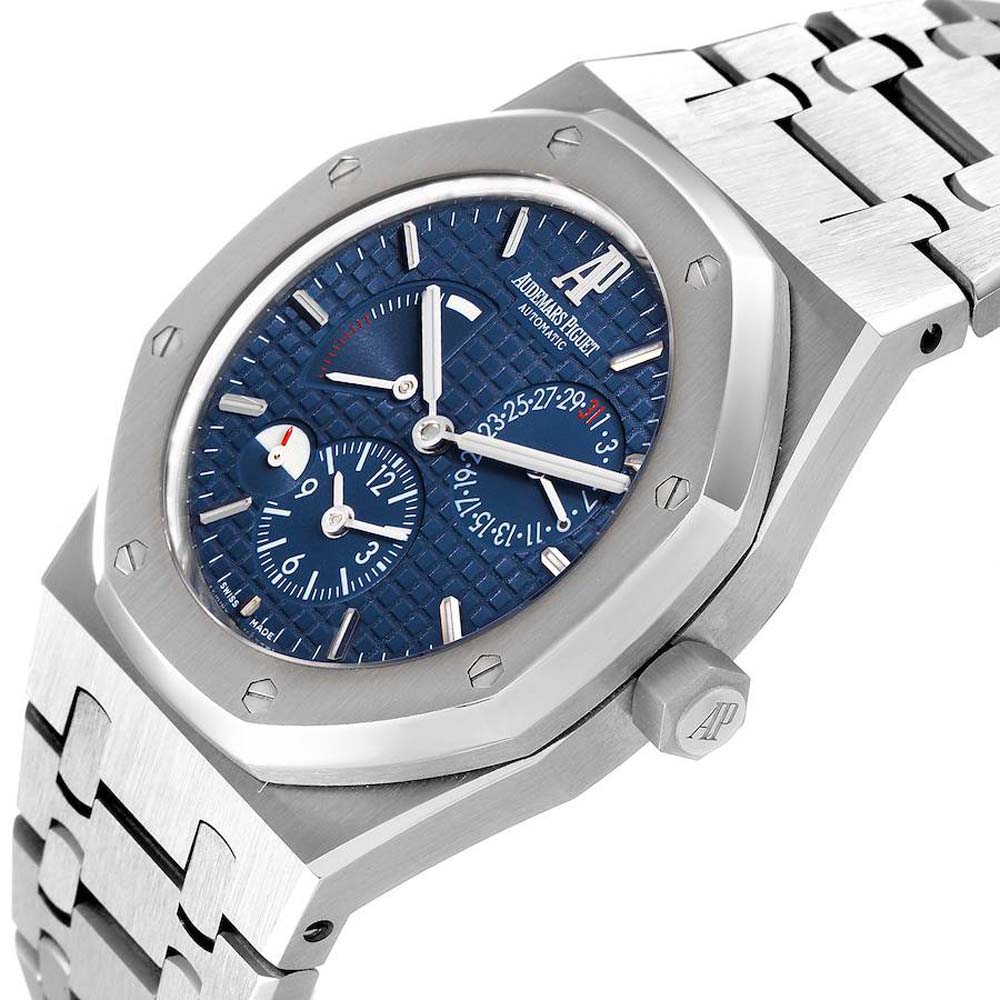 

Audemars Piguet Blue Stainless Steel Royal Oak Dual Time Power Reserve 26120ST Men's Wristwatch 39 MM