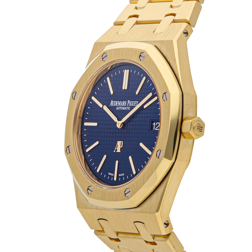 

Audemars Piguet Blue 18K Yellow Gold Royal Oak Extra-Thin 15202BA.OO.1240BA.01 Men's Wristwatch