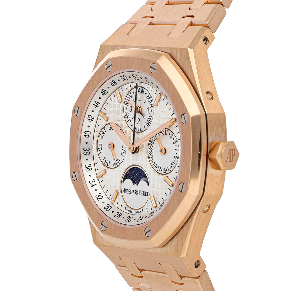 

Audemars Piguet White 18K Rose Gold Royal Oak Perpetual Calendar 26574OR Men's Wristwatch 41 mm