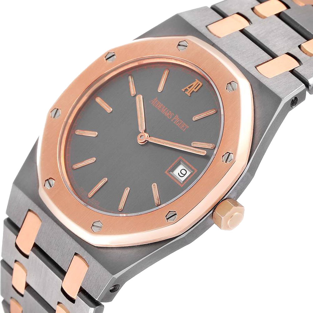 

Audemars Piguet Grey 18k Rose Gold And Tantalum Royal Oak 56175TR Men's Wristwatch 34 MM