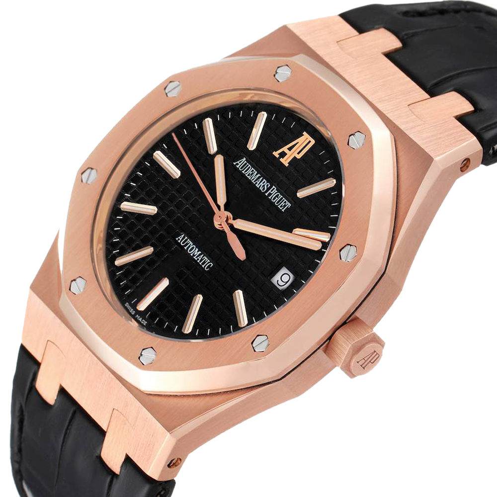

Audemars Piguet Black 18k Rose Gold Royal Oak 15300OR Men's Wristwatch 39 MM