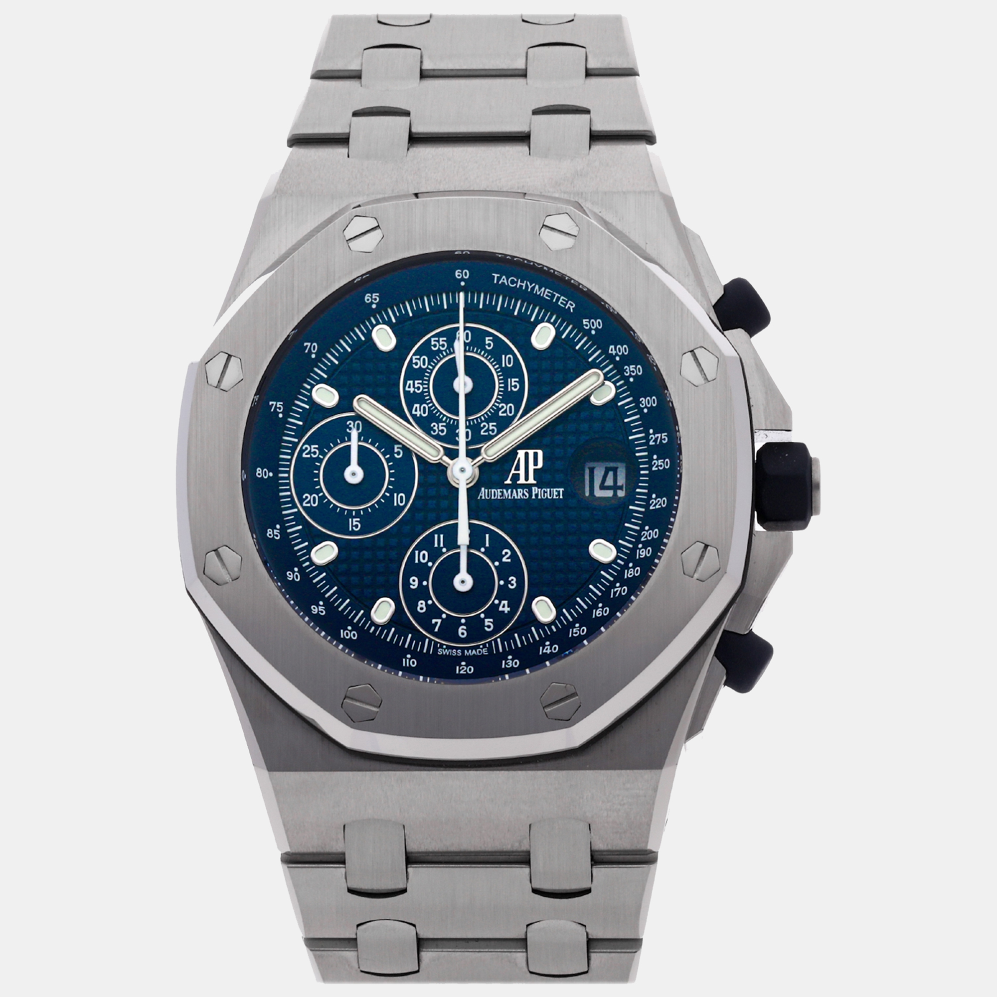 

Audemars Piguet Blue Stainless Steel Royal Oak Offshore Automatic Men's Wristwatch 42 mm