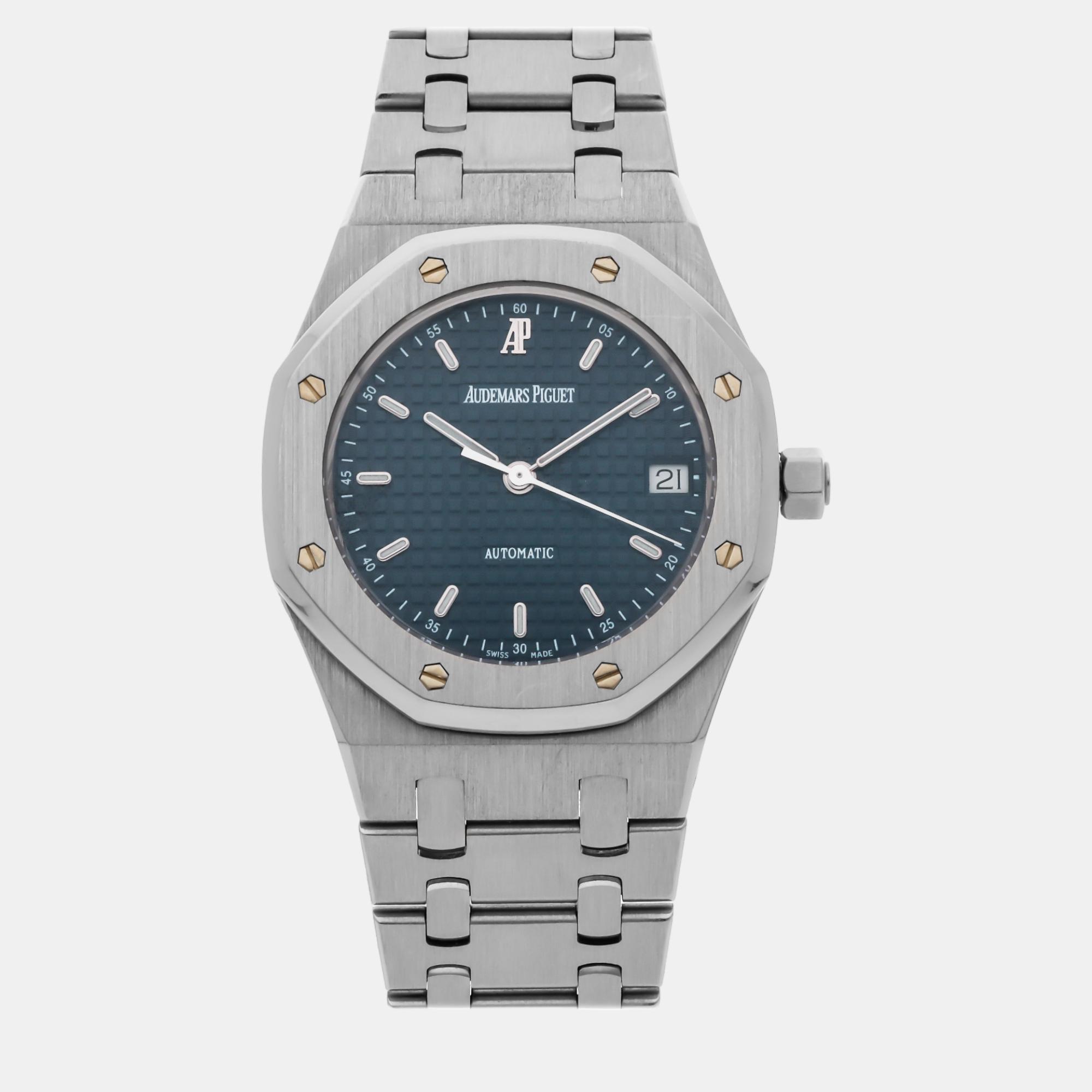 Pre-owned Audemars Piguet Blue Stainless Steel Royal Oak 14790st.oo.0789st.01 Automatic Men's Wristwatch 36 Mm