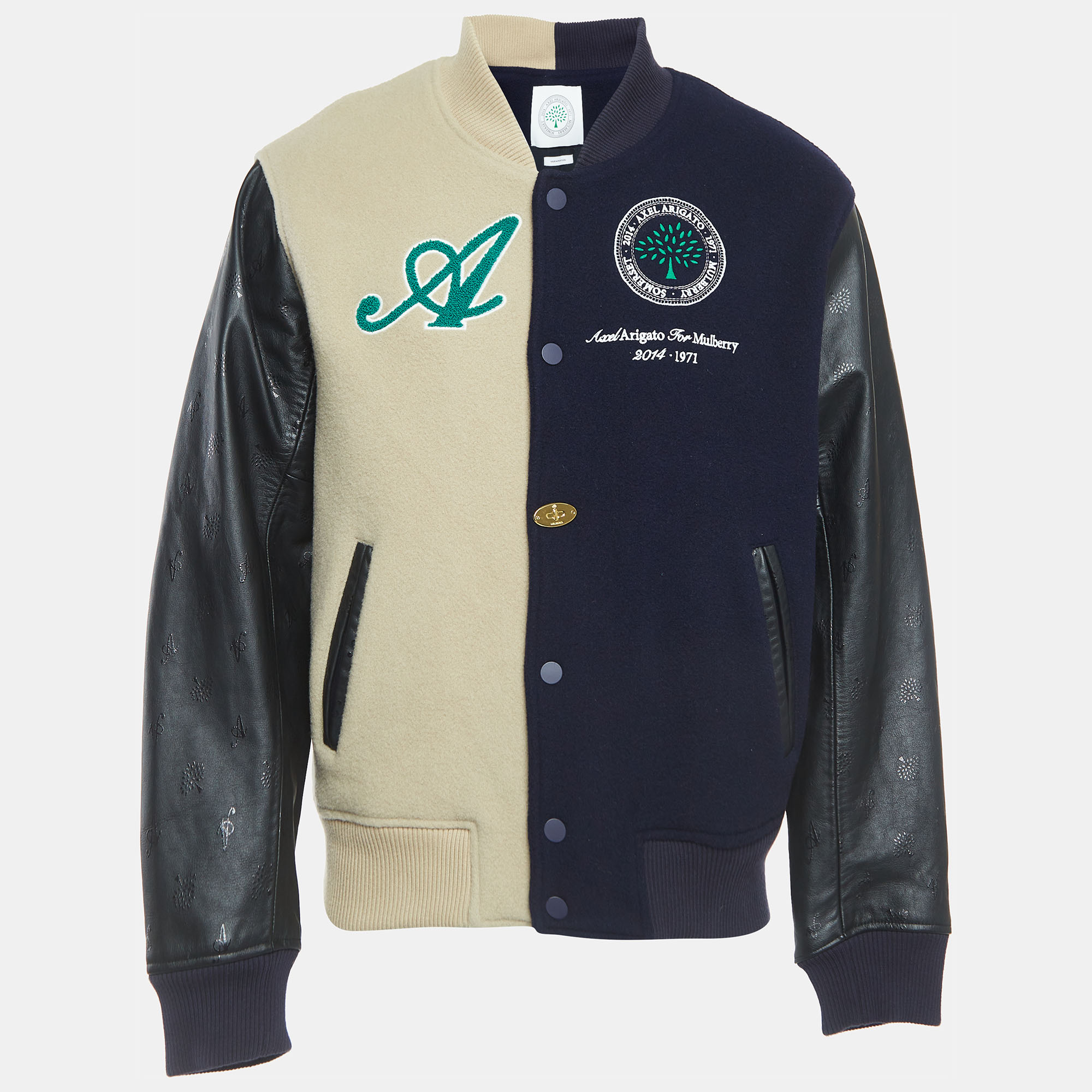 

Axel Arigato x Mulberry Multicolor Wool and Leather Varsity Jacket