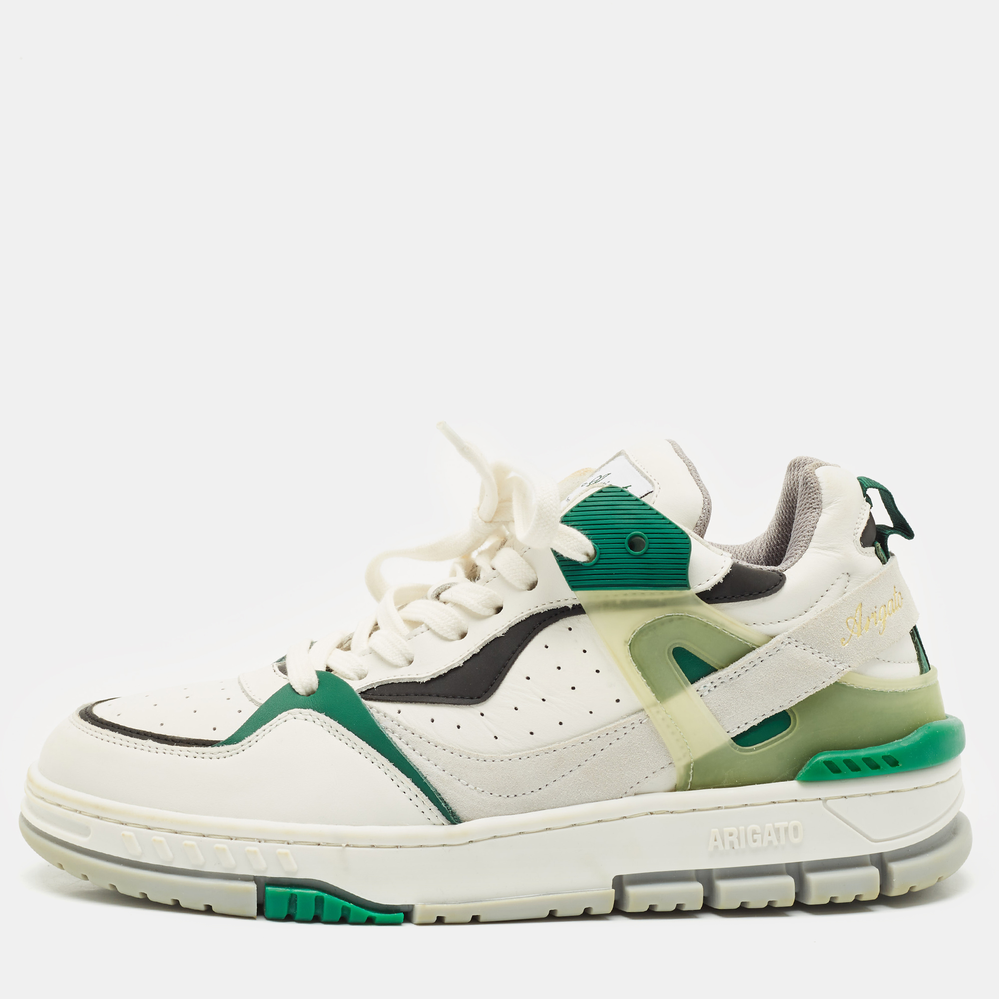 

Axel Arigato White/Green Leather and Suede Astro Low Top Sneakers Size