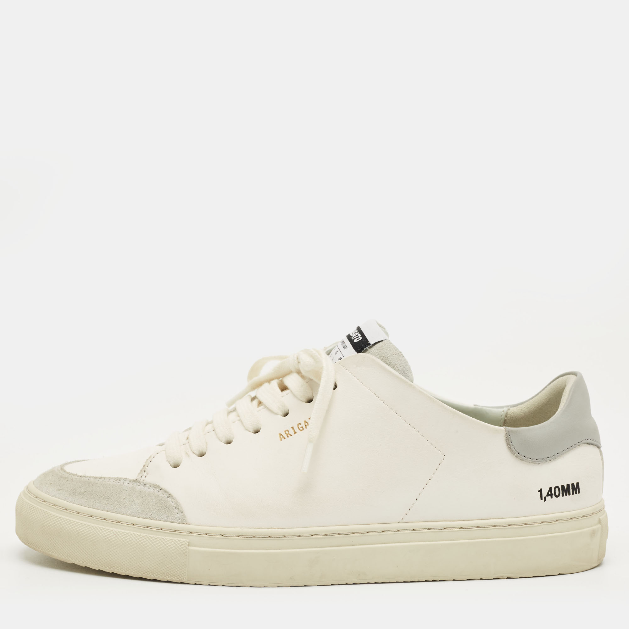 Pre-owned Axel Arigato White Leather And Suede Clean 90 Lace Up Sneakers Size 42