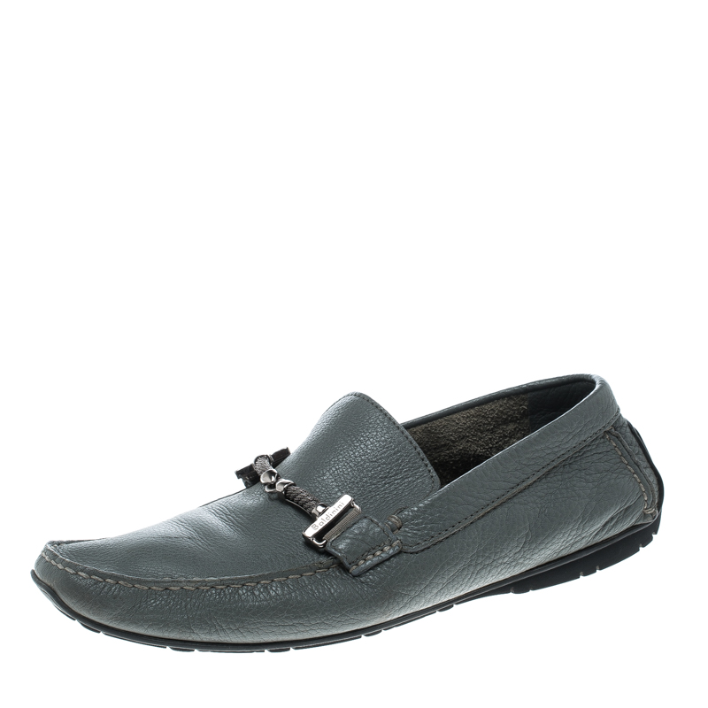 Baldinini Grey Leather Loafers Size 41.5