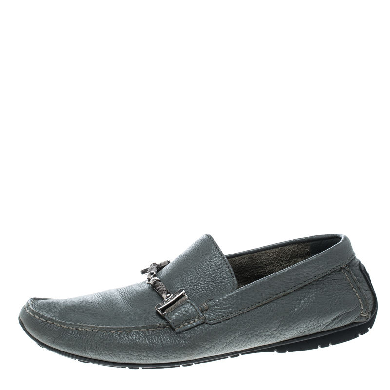 

Baldinini Grey Leather Loafers Size