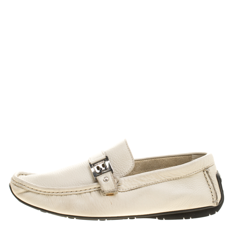 

Baldinini Cream Leather Buckle Detail Loafers Size