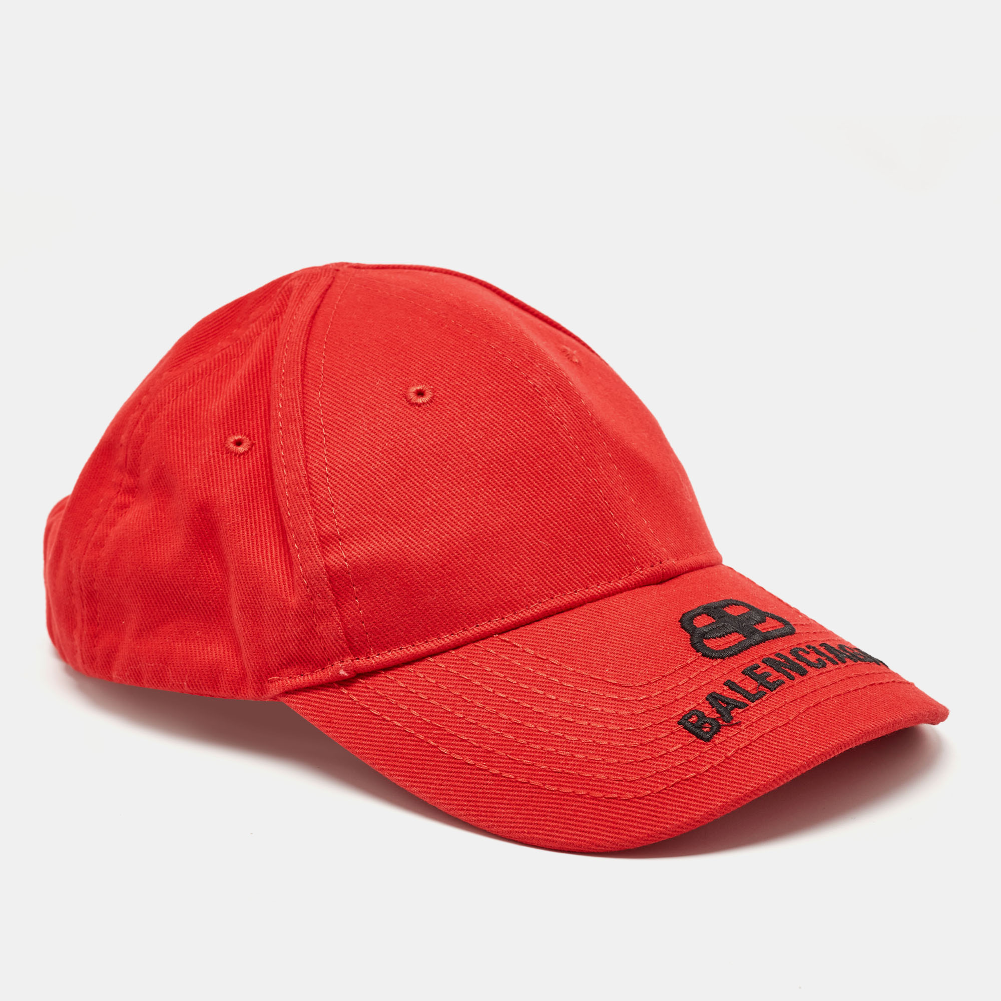 

Balenciaga Red BB Logo Embroidered Cotton Baseball Hat