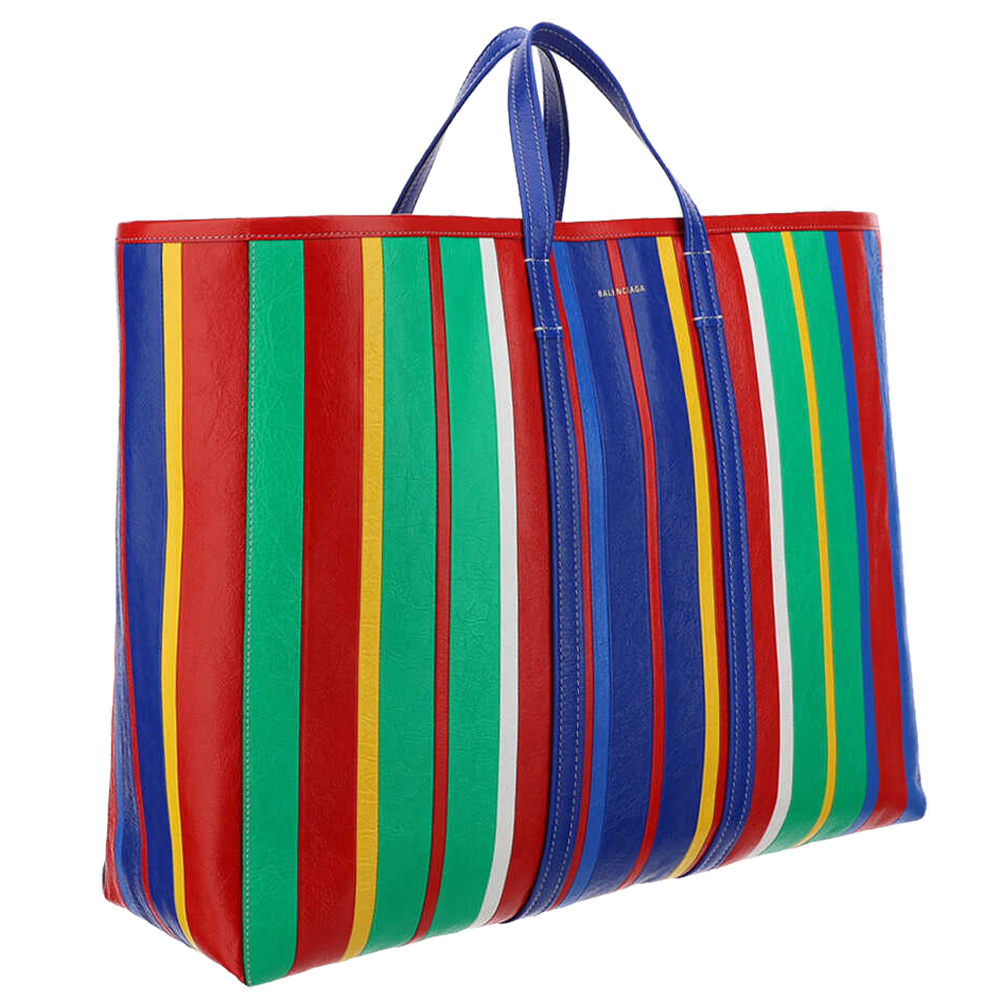 

Balenciaga Multicolor Barbes East-West striped shopper tote Bag