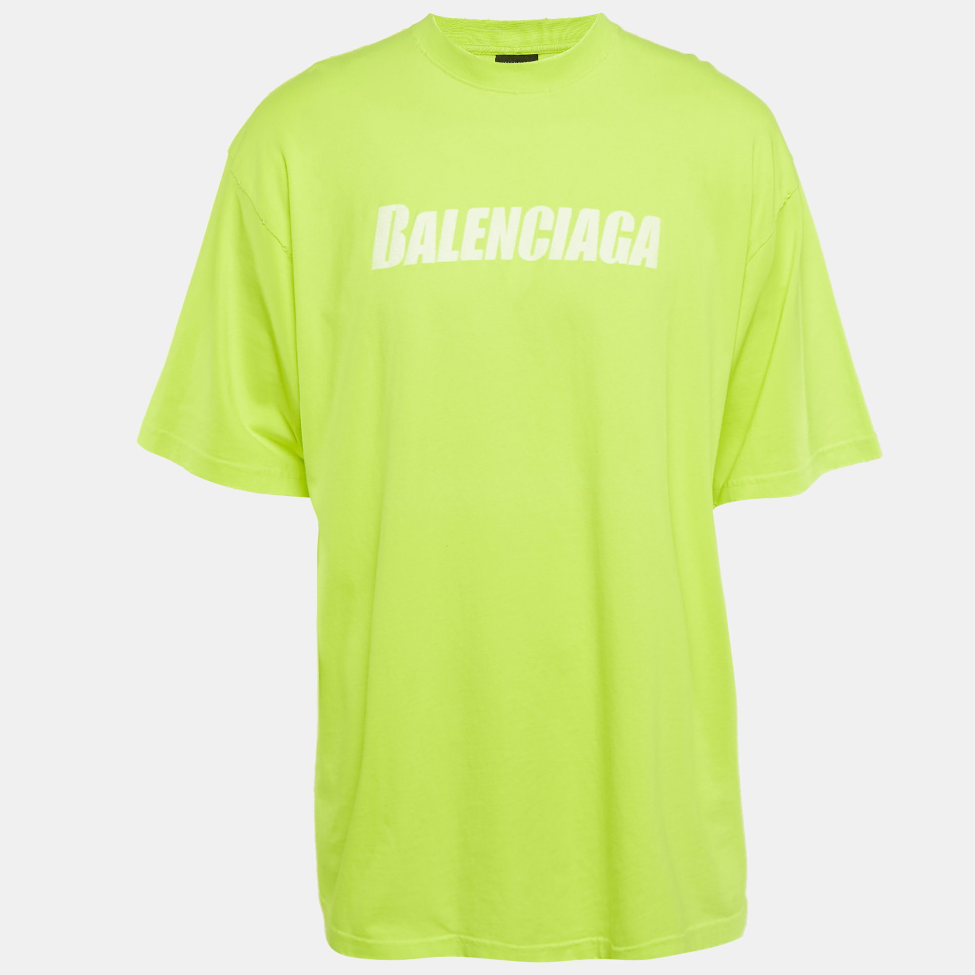 

Balenciaga Florescent Yellow Logo Print Cotton Oversized Unisex T-Shirt M