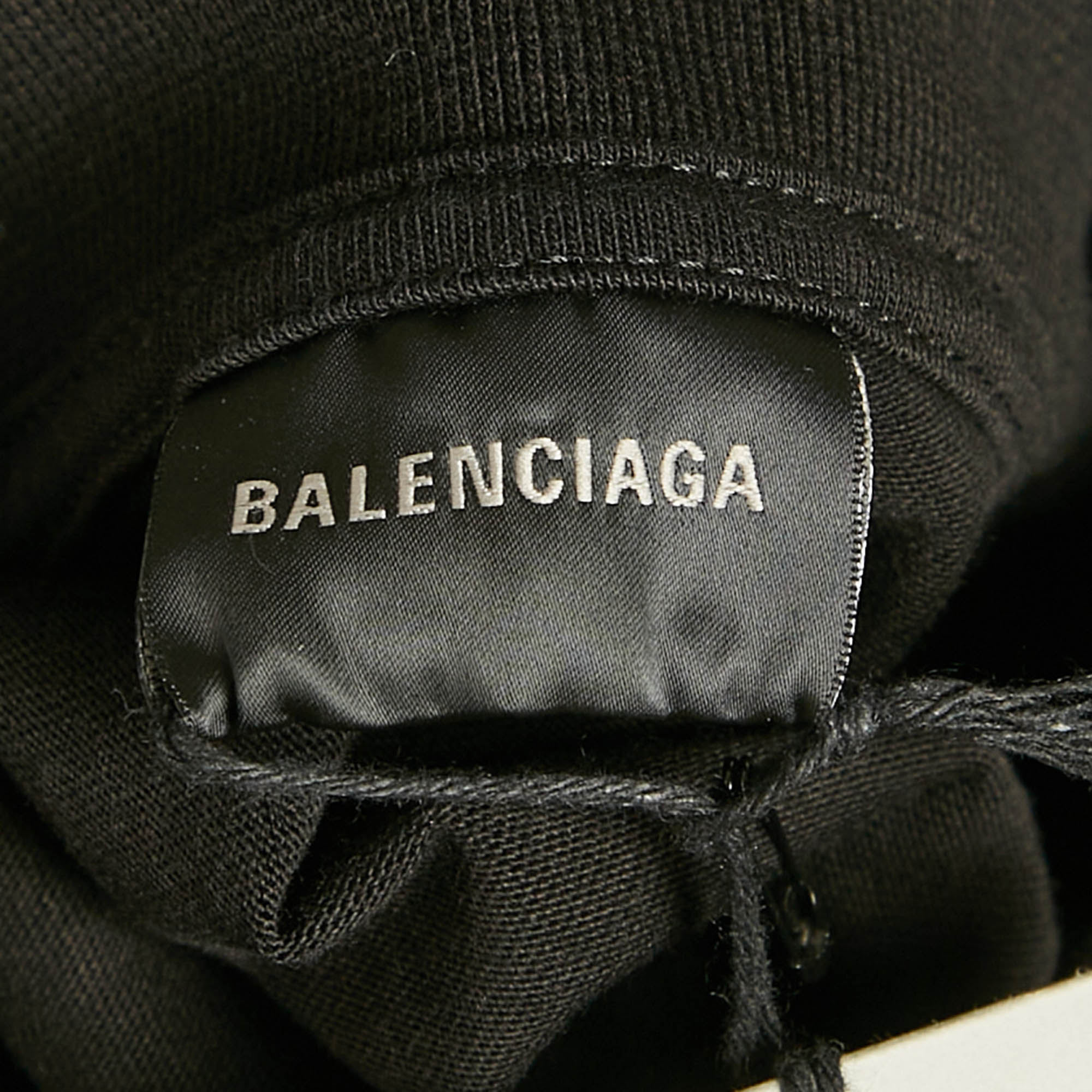 Balenciaga Black Flip Logo Embroidered Cotton Oversized T-Shirt M 