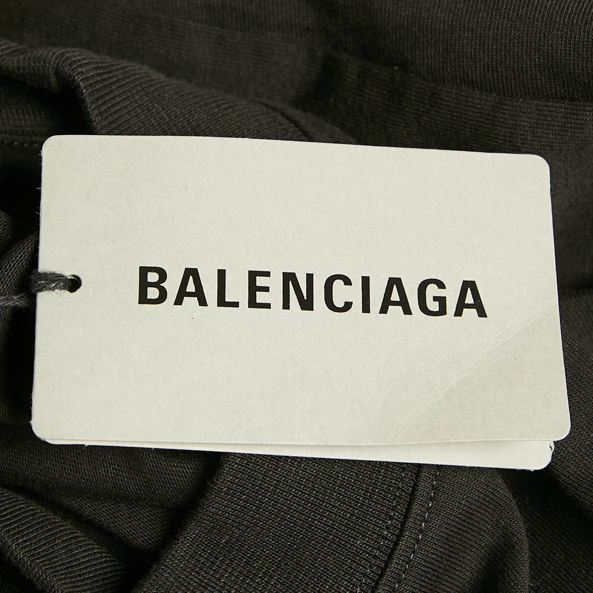 Balenciaga Black Flip Logo Embroidered Cotton Oversized T-Shirt M 