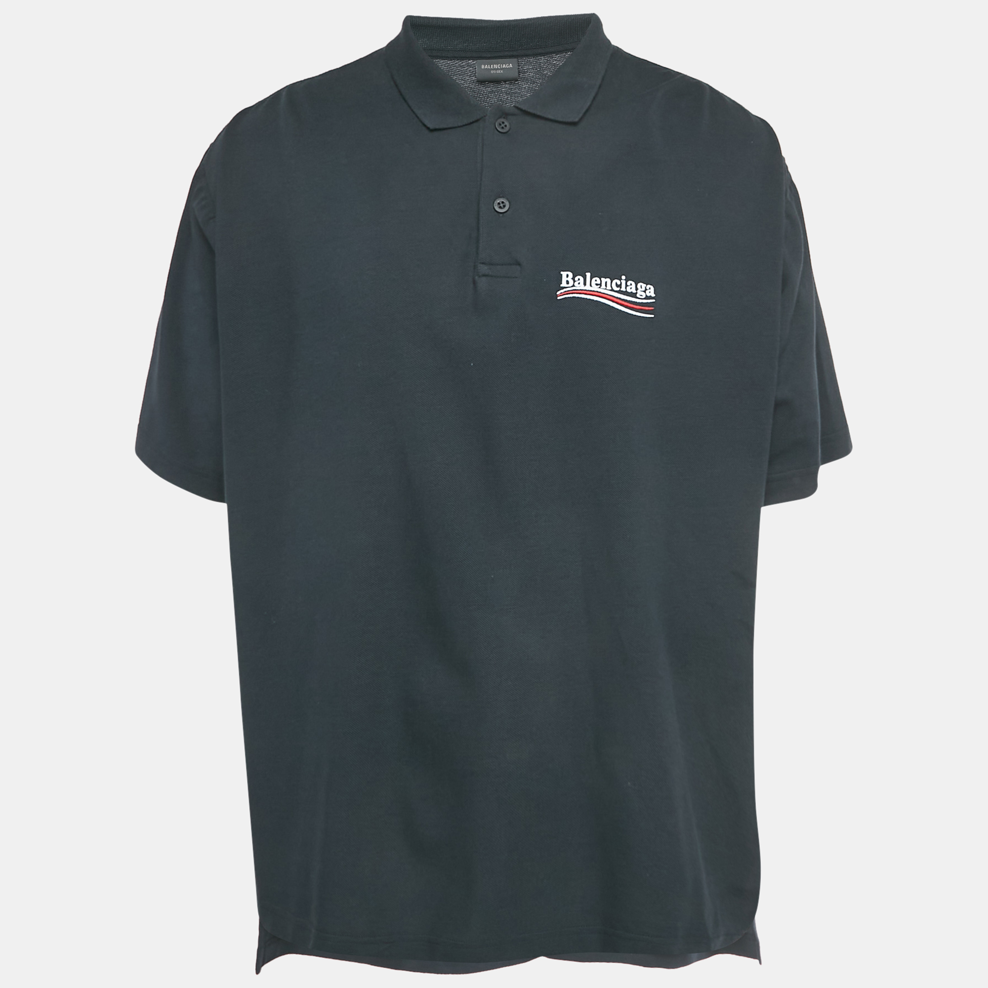 

Balenciaga Unisex Dark Blue Political Campaign Pique Polo T-Shirt M