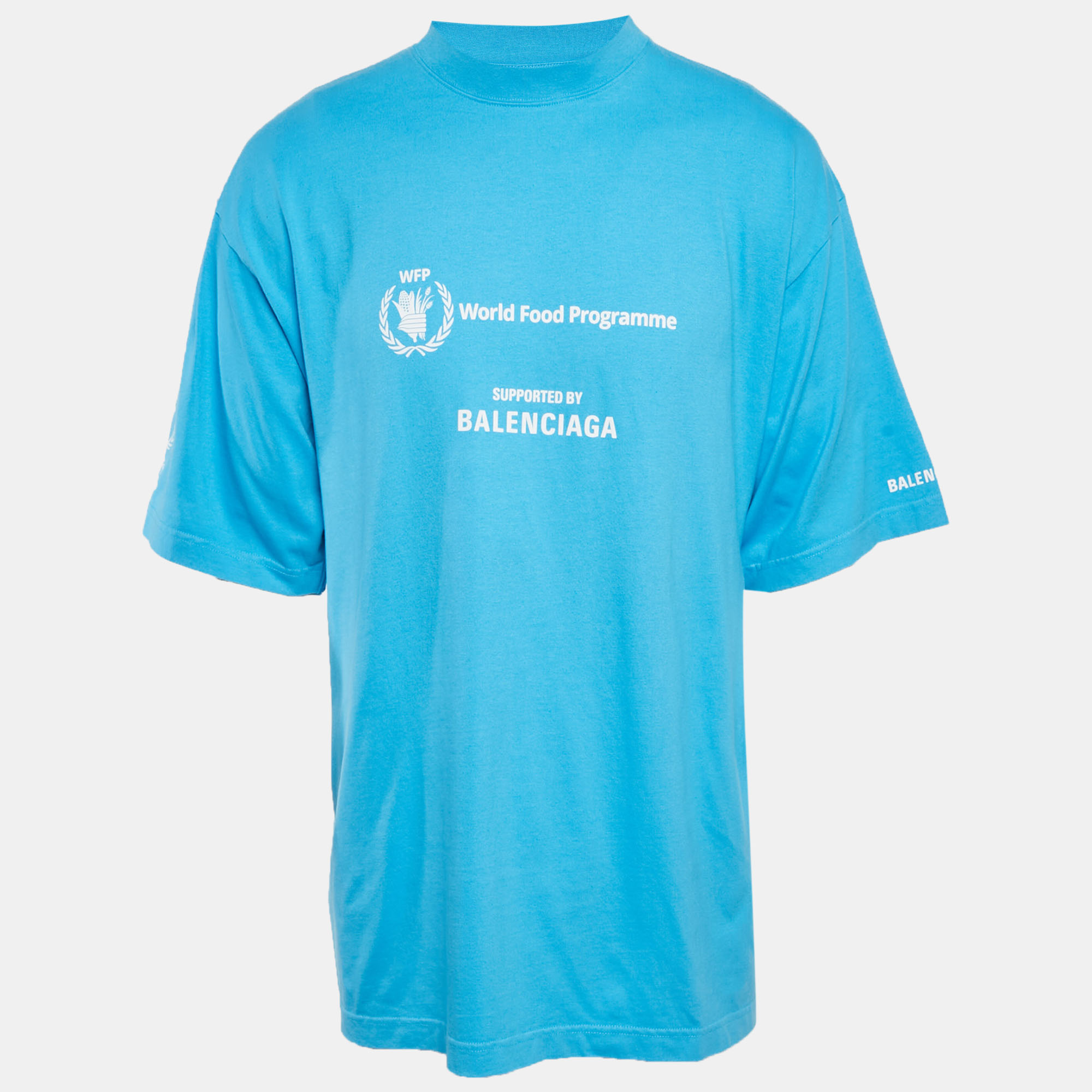 

Balenciaga Blue WFP Printed Cotton Knit T-Shirt L