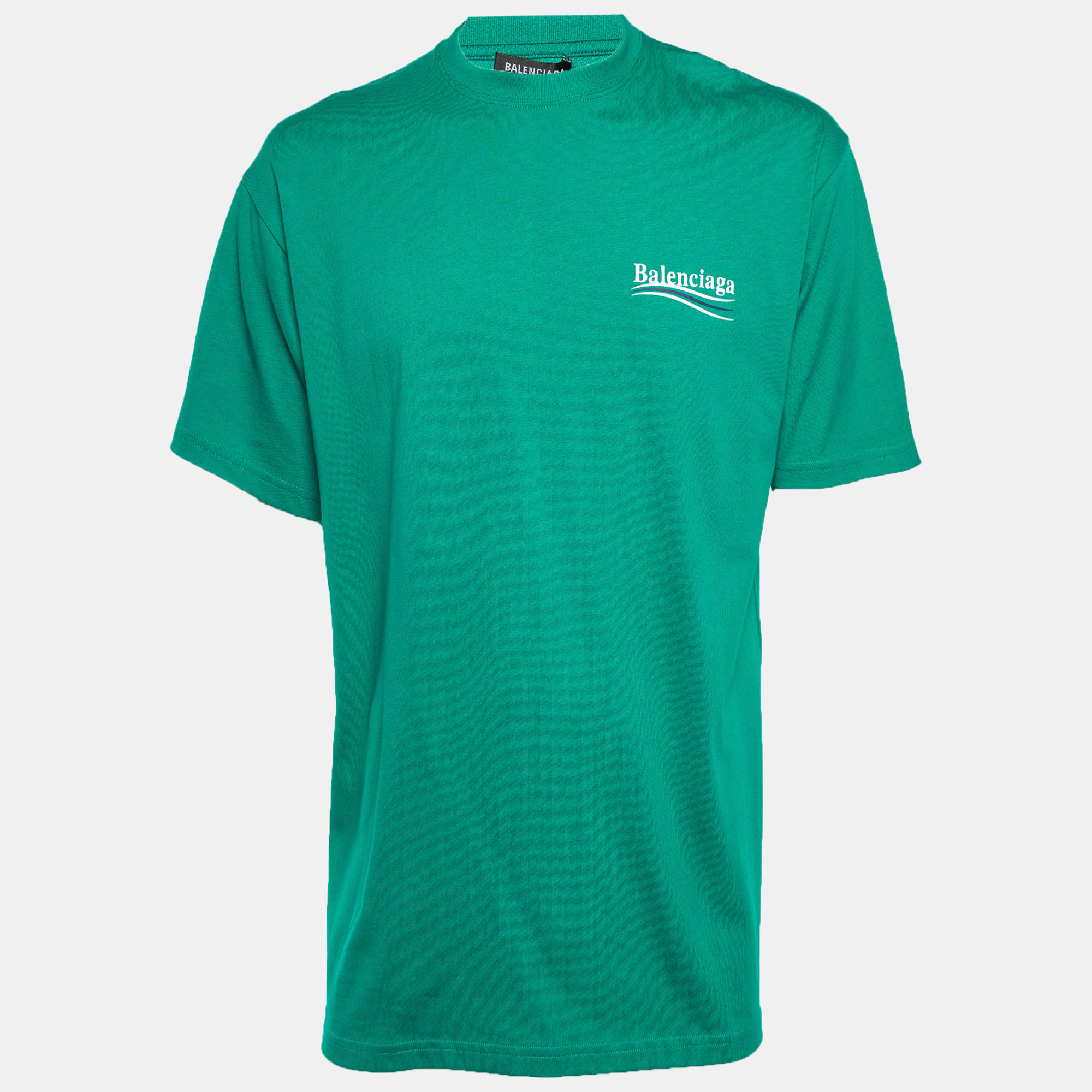 

Balenciaga Green Political Campaign Cotton Oversized Crew Neck T-Shirt S