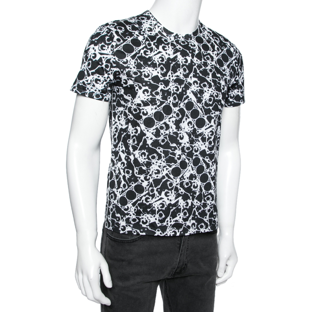 

Balenciaga Monochrome Abstract Printed Cotton Knit Crewneck T-Shirt, Black