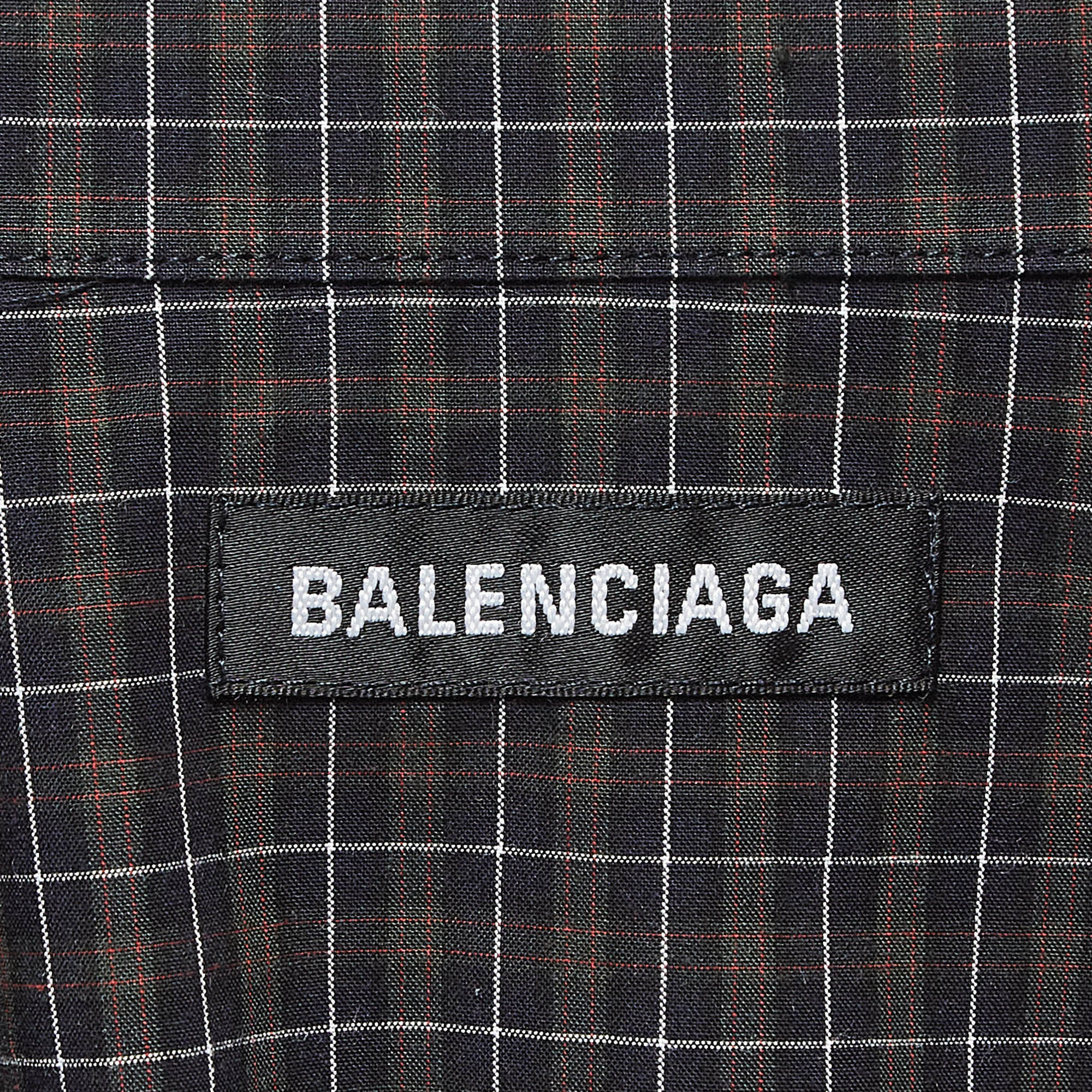 Balenciaga Multicolor Plaid Cotton Buttoned Up Shirt XS 