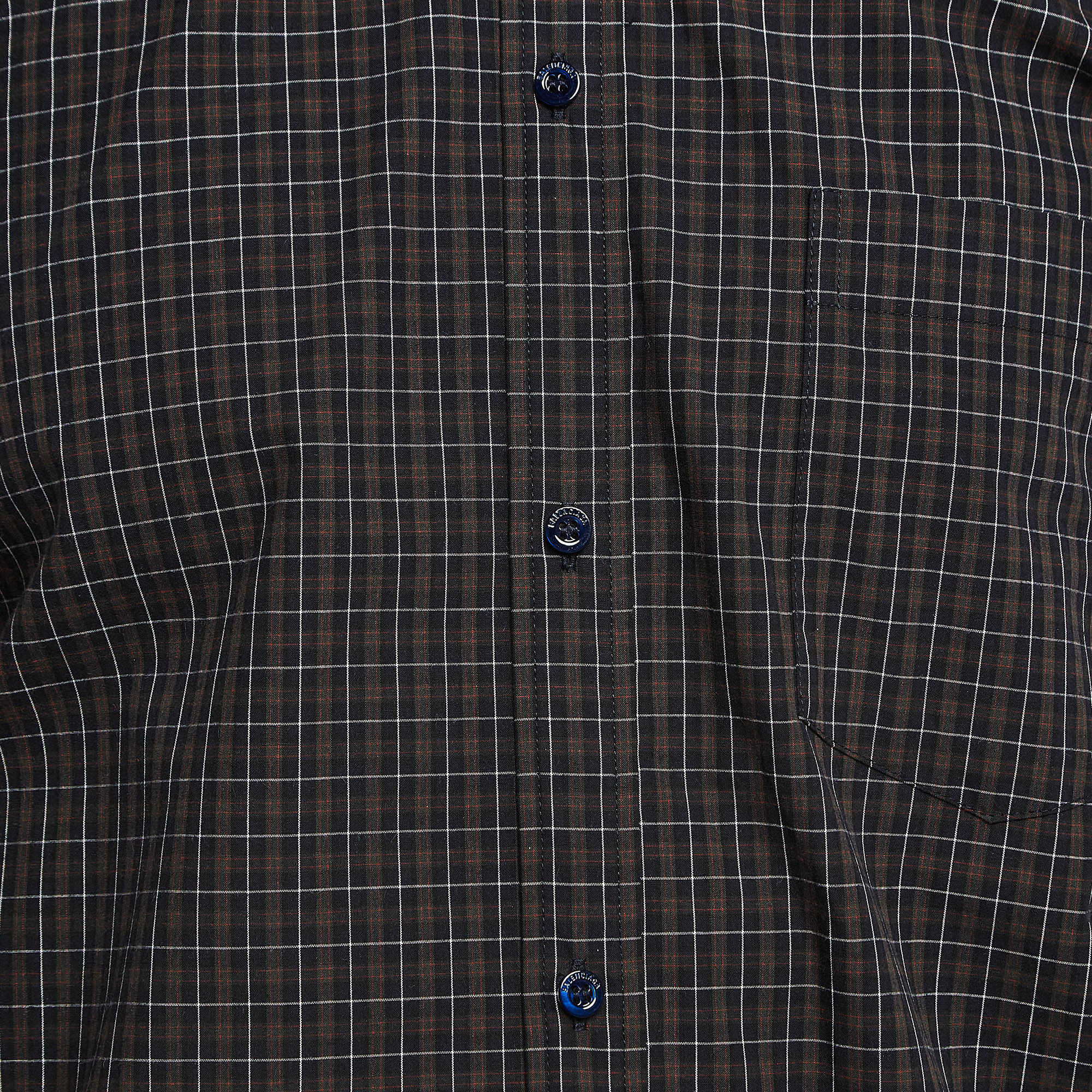 Balenciaga Multicolor Plaid Cotton Buttoned Up Shirt XS 