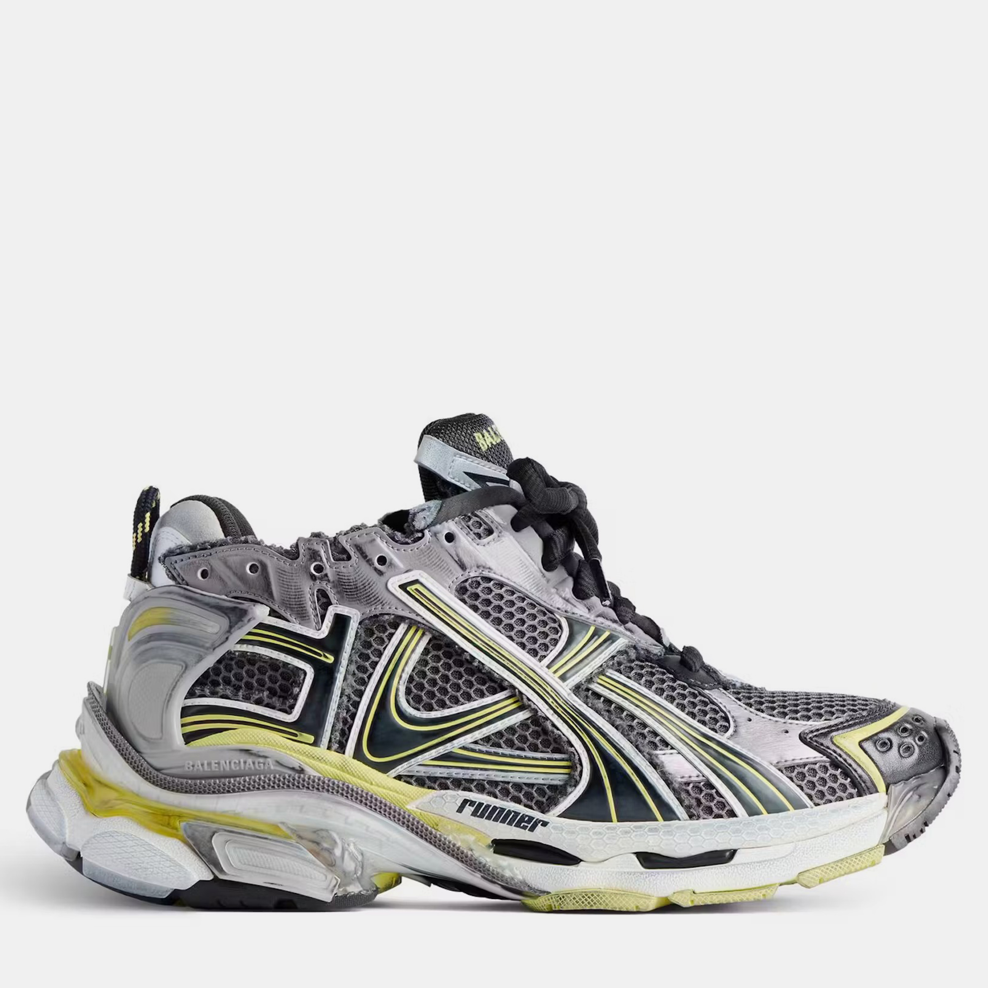 Pre-owned Balenciaga Grey/yellow/black Runner Sneaker Eu 42 In Multicolor