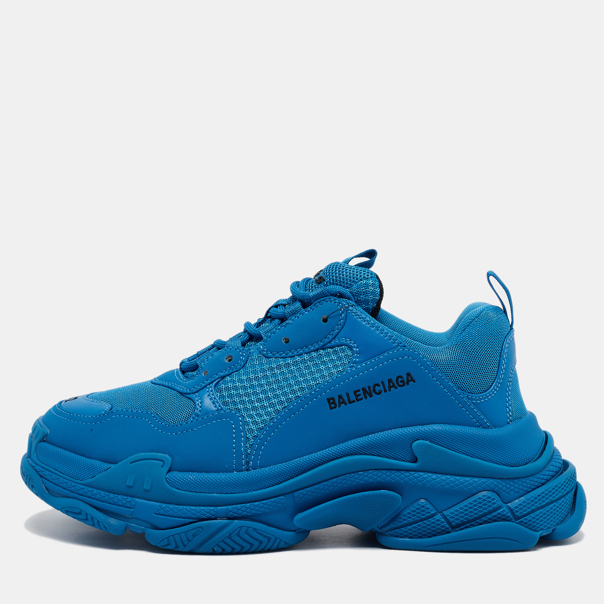 

Balenciaga Blue Mesh and Leather Triple S Sneakers Size