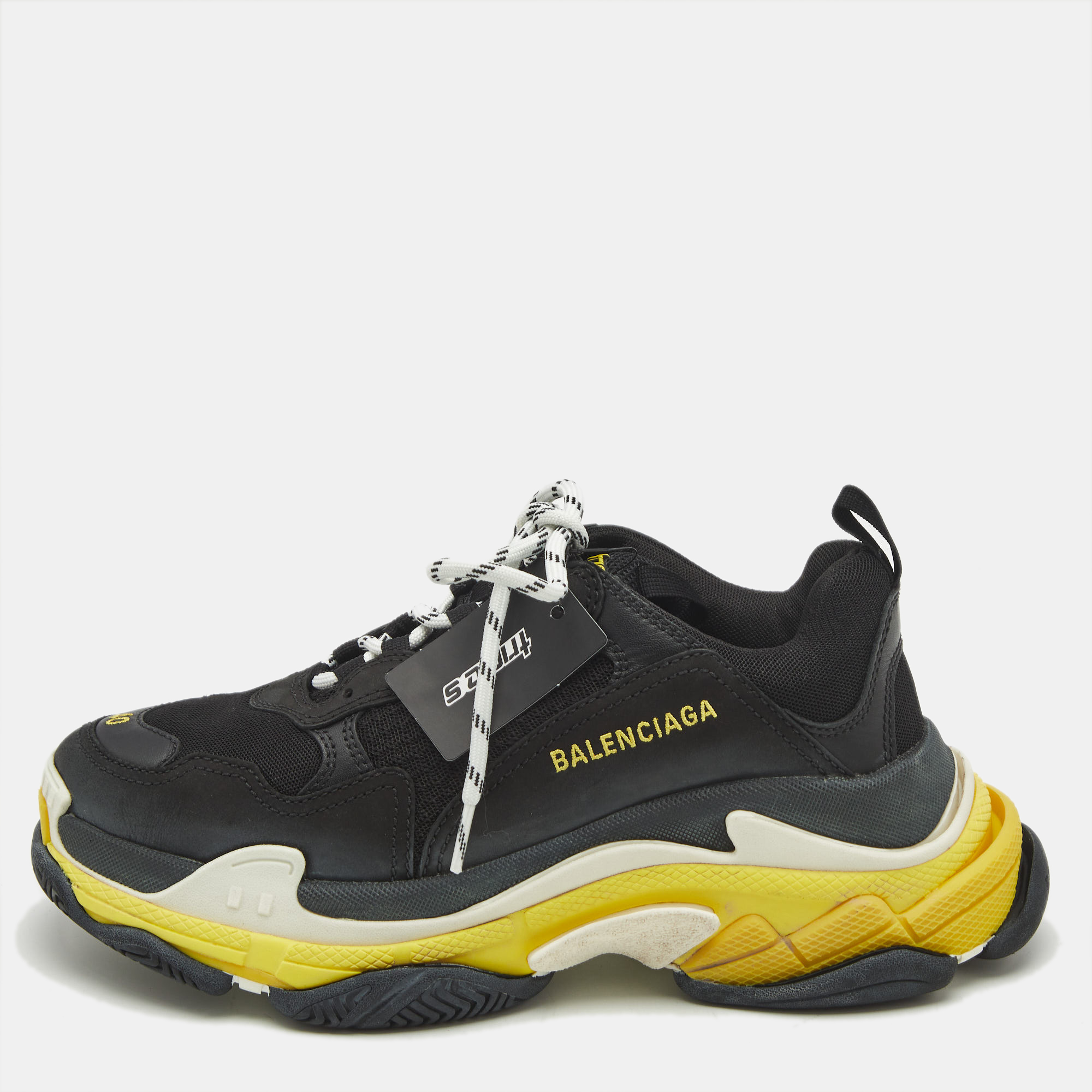 

Balenciaga Black Leather and Mesh Triple S Sneakers Size