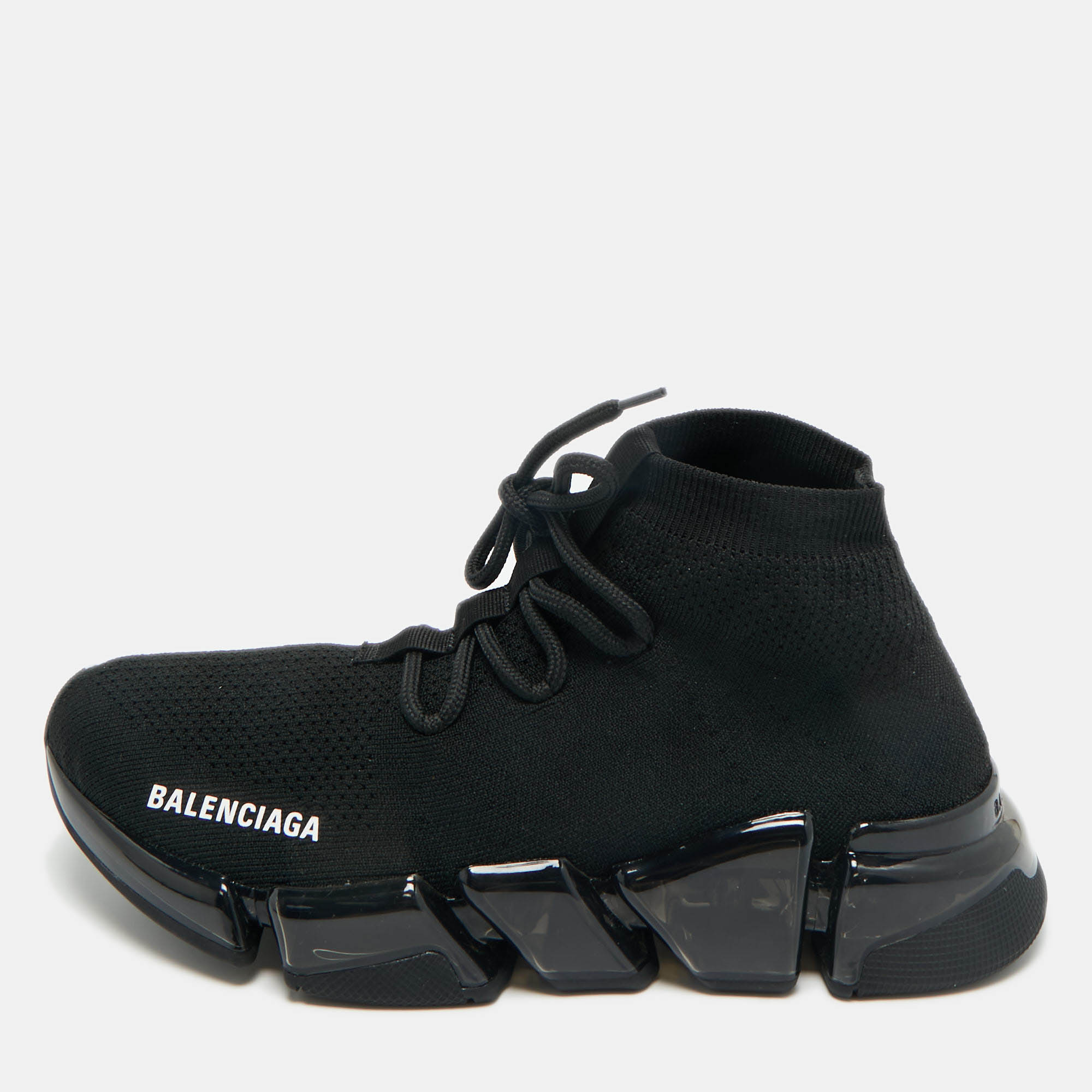 

Balenciaga Black Knit Fabric speed 2.0 High Top Sneakers Size