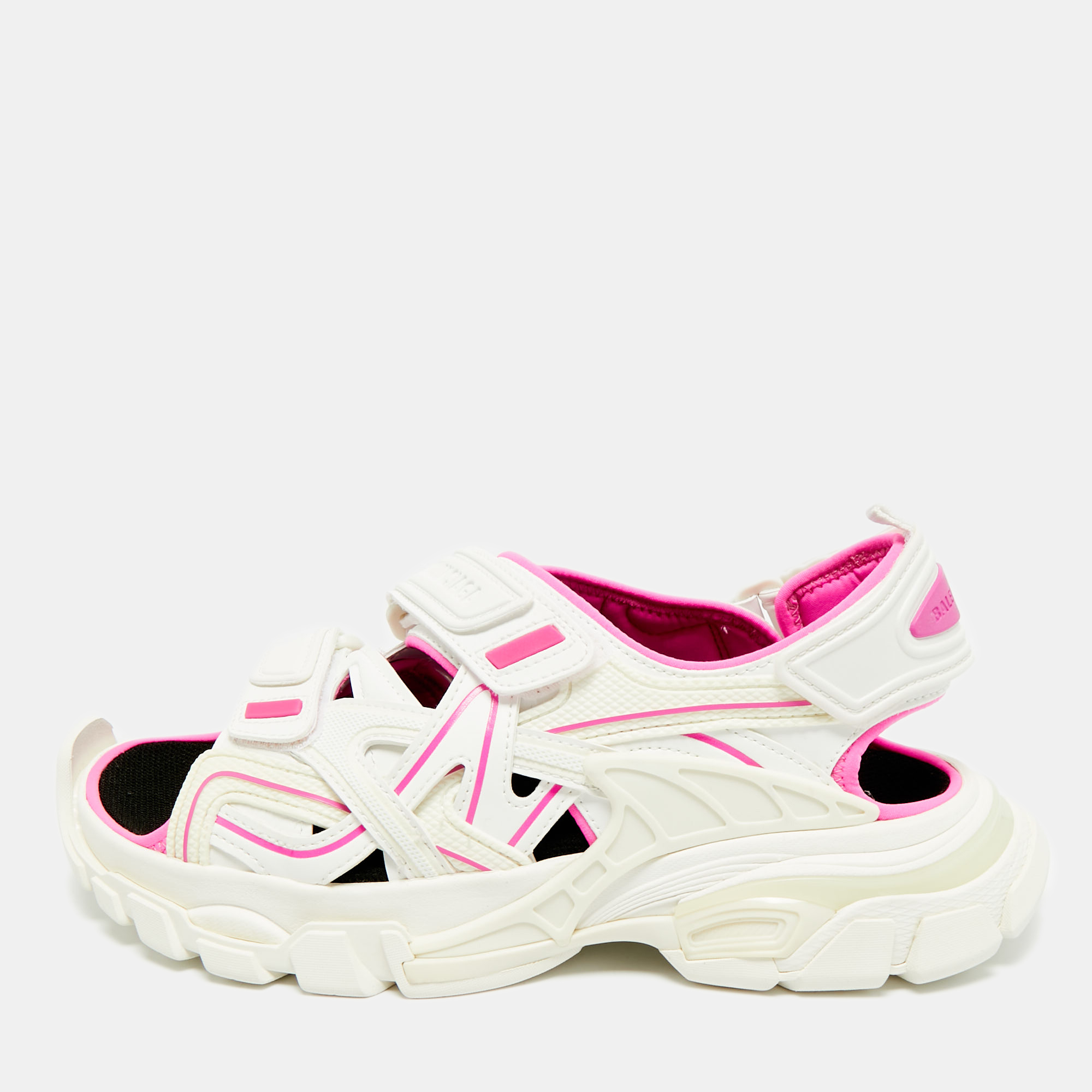 

Balenciaga Track Size  White/Pink Faux Leather and Rubber Flat Sandals