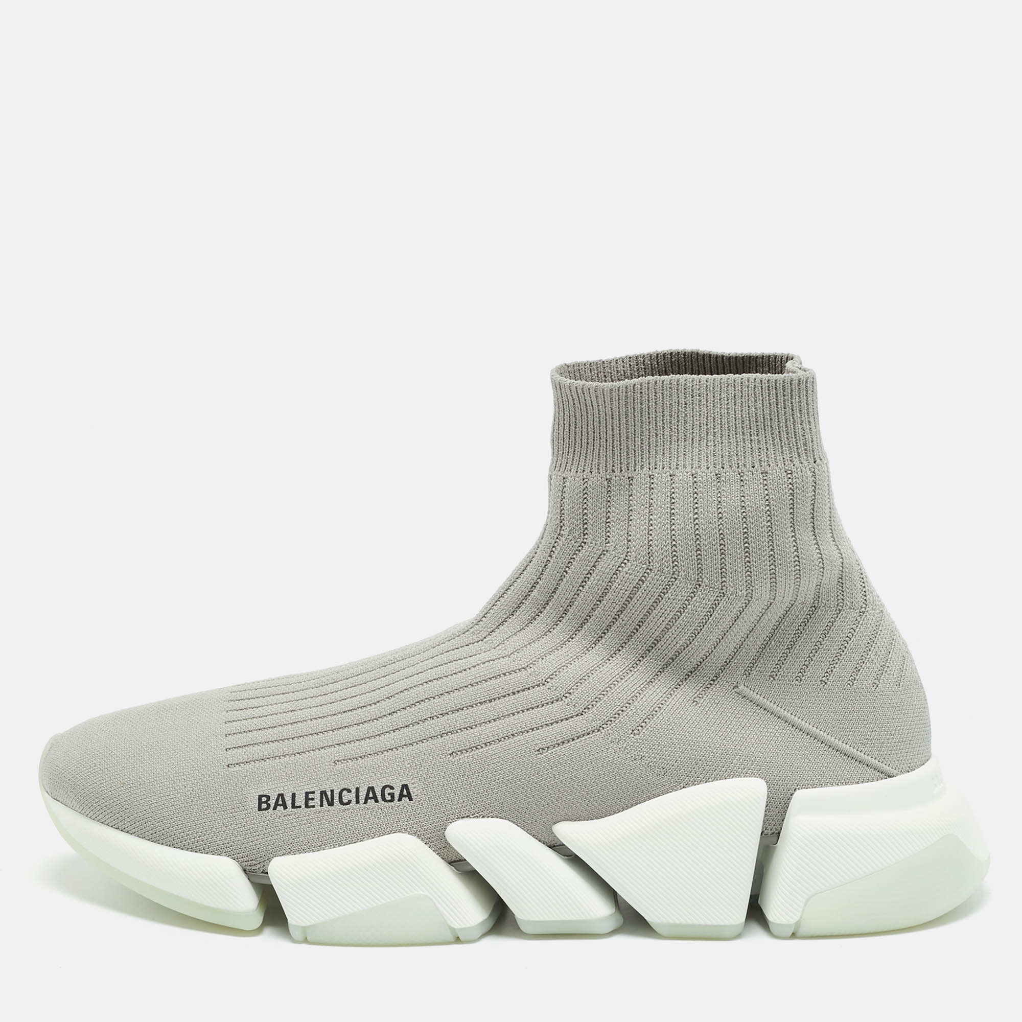 

Balenciaga Speed Trainer Light Grey Knit Fabric Slip On Sneakers Size 42