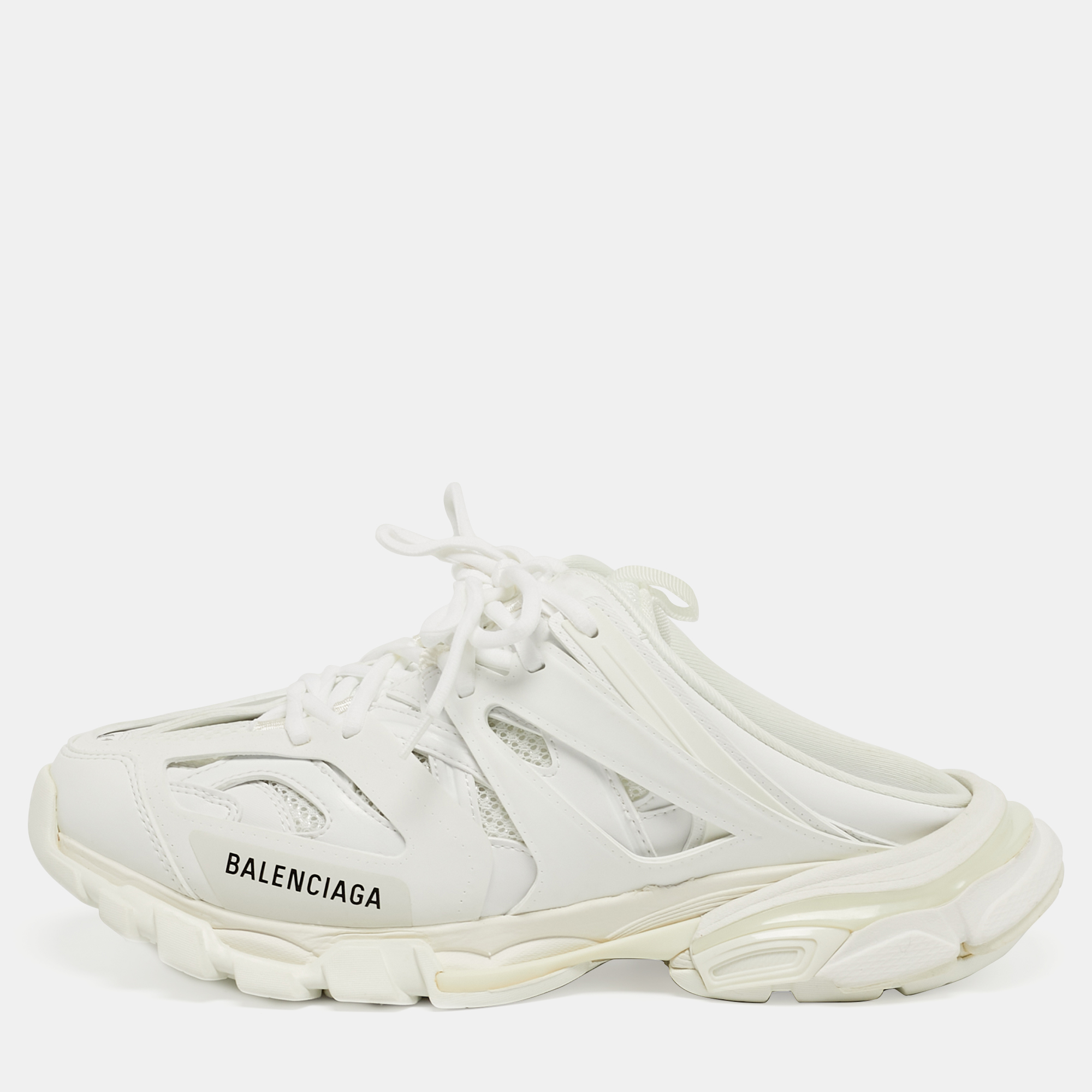 

Balenciaga Track Size  White Faux Leather and Mesh Sneakers Mules