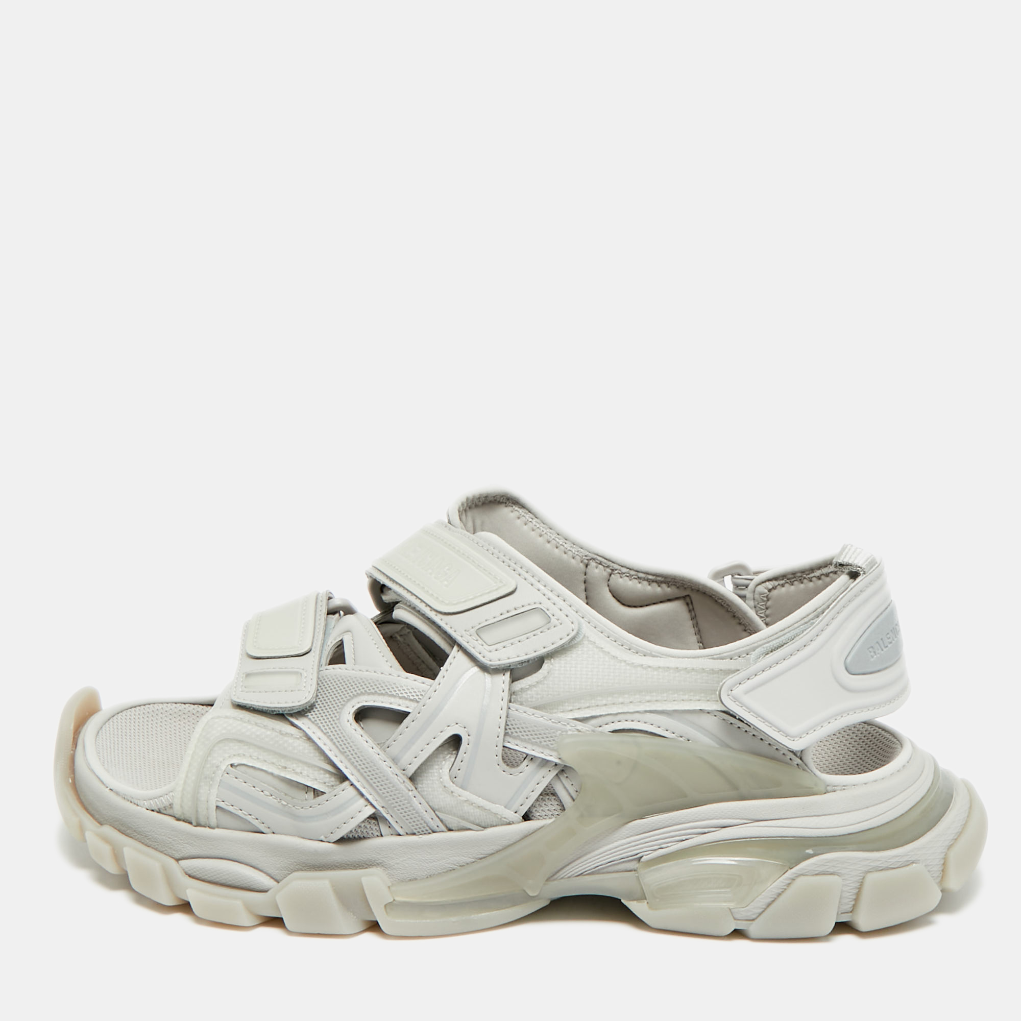 

Balenciaga Track Size  Grey Faux Leather and Rubber Slingback Sandals